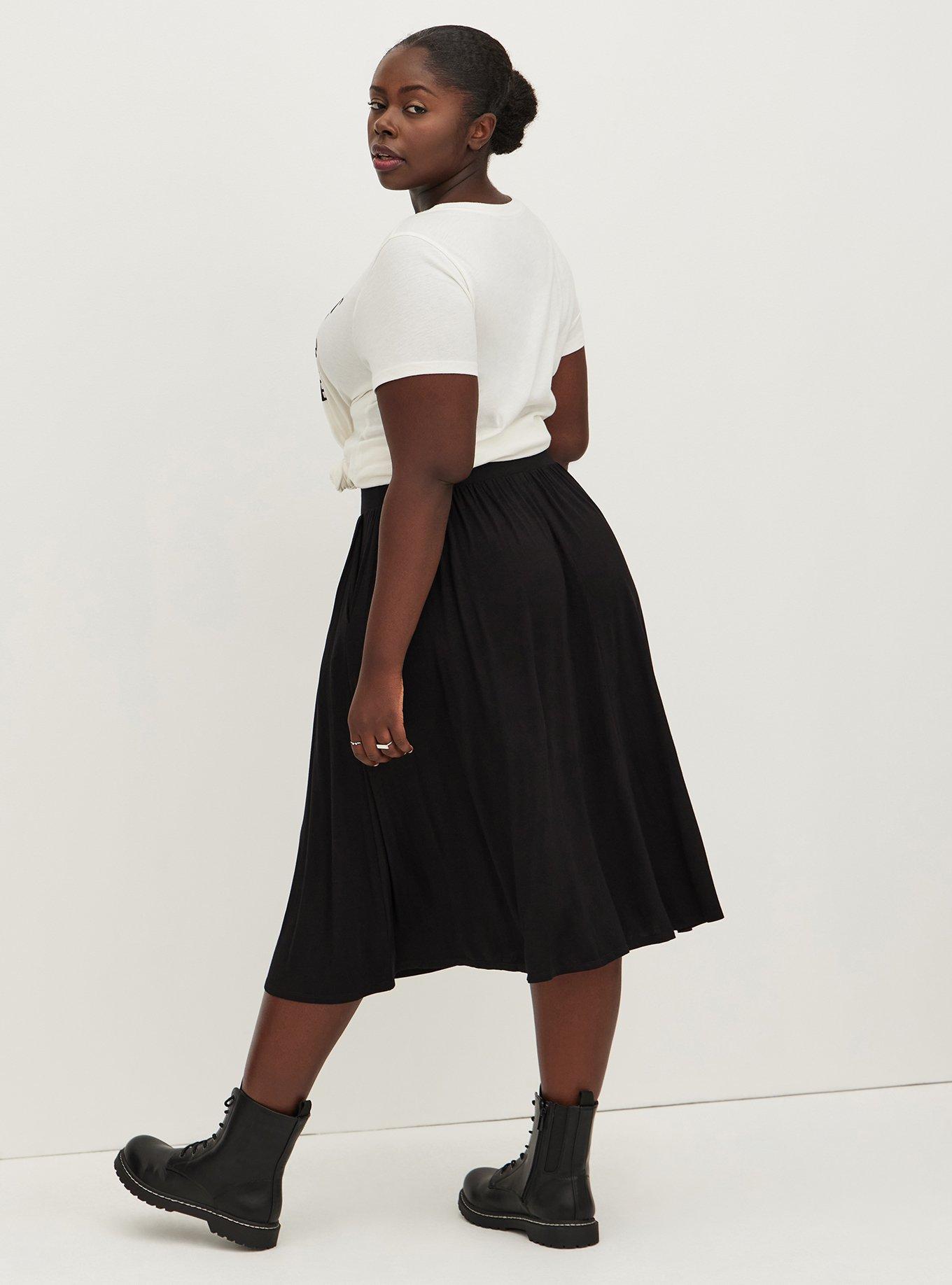 Button front skirt outlet midi