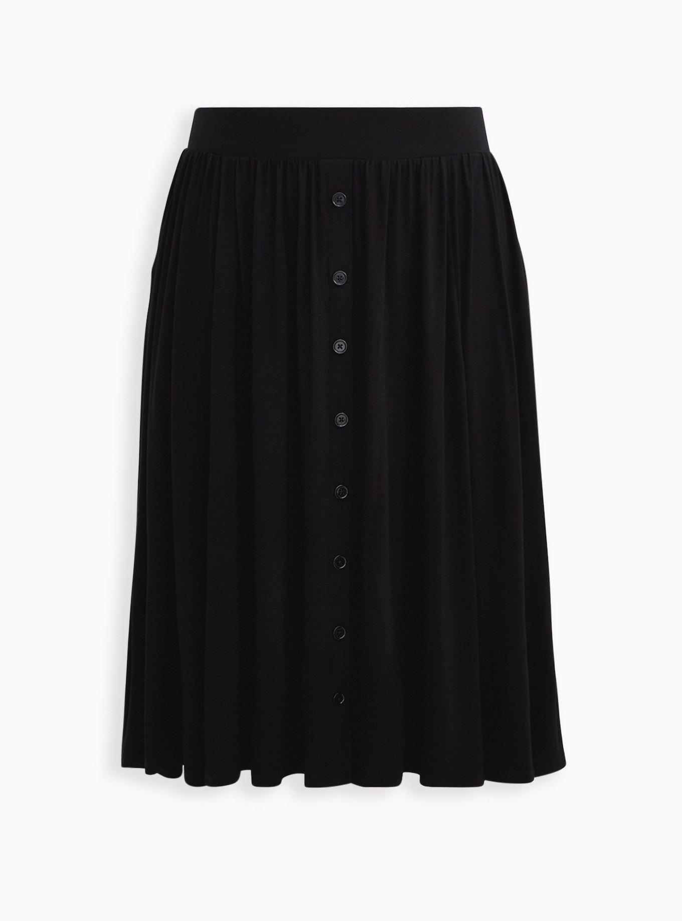 Midi Super Soft Button-Front Skirt, , hi-res