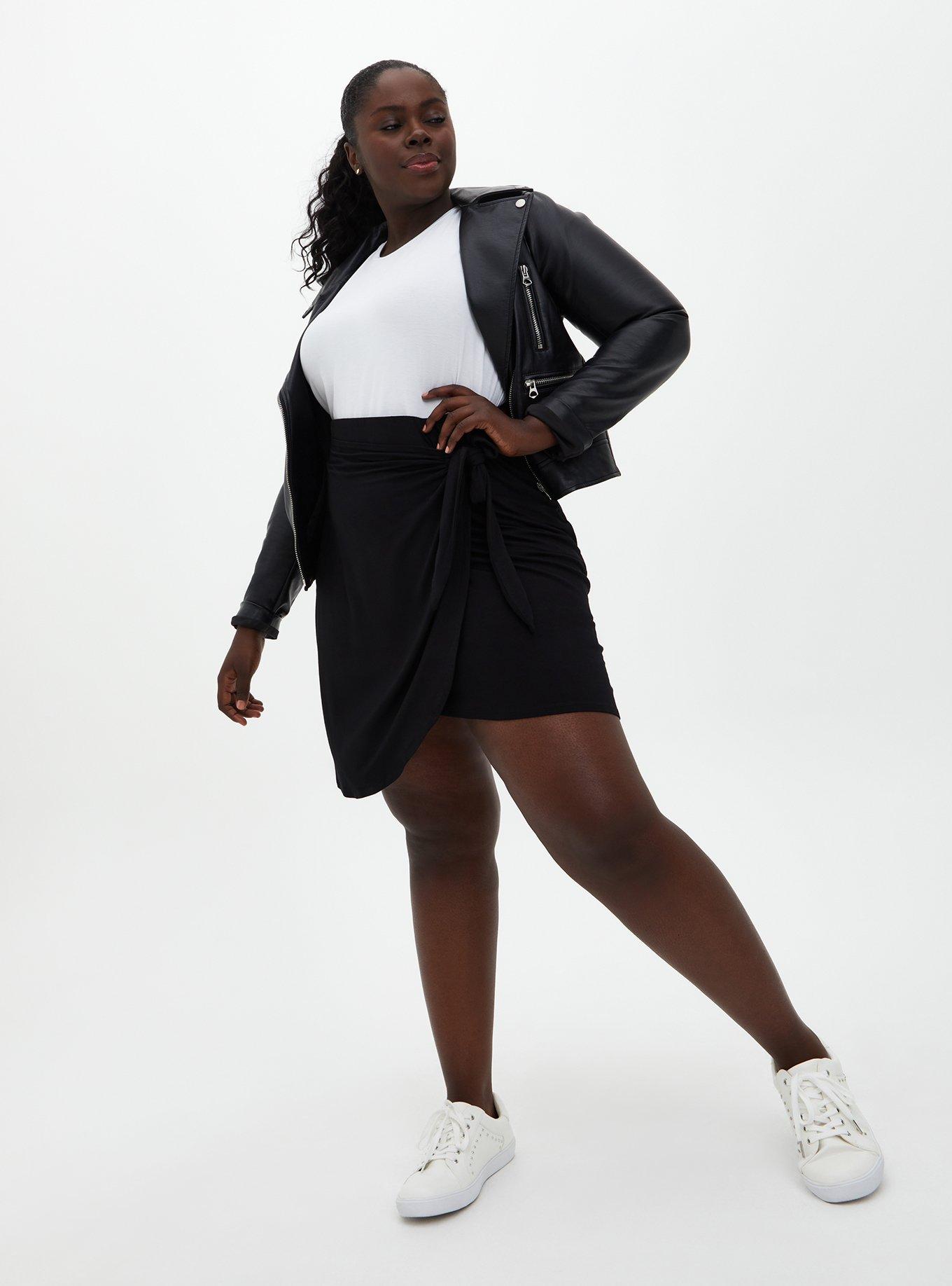 Plus size outlet black wrap skirt