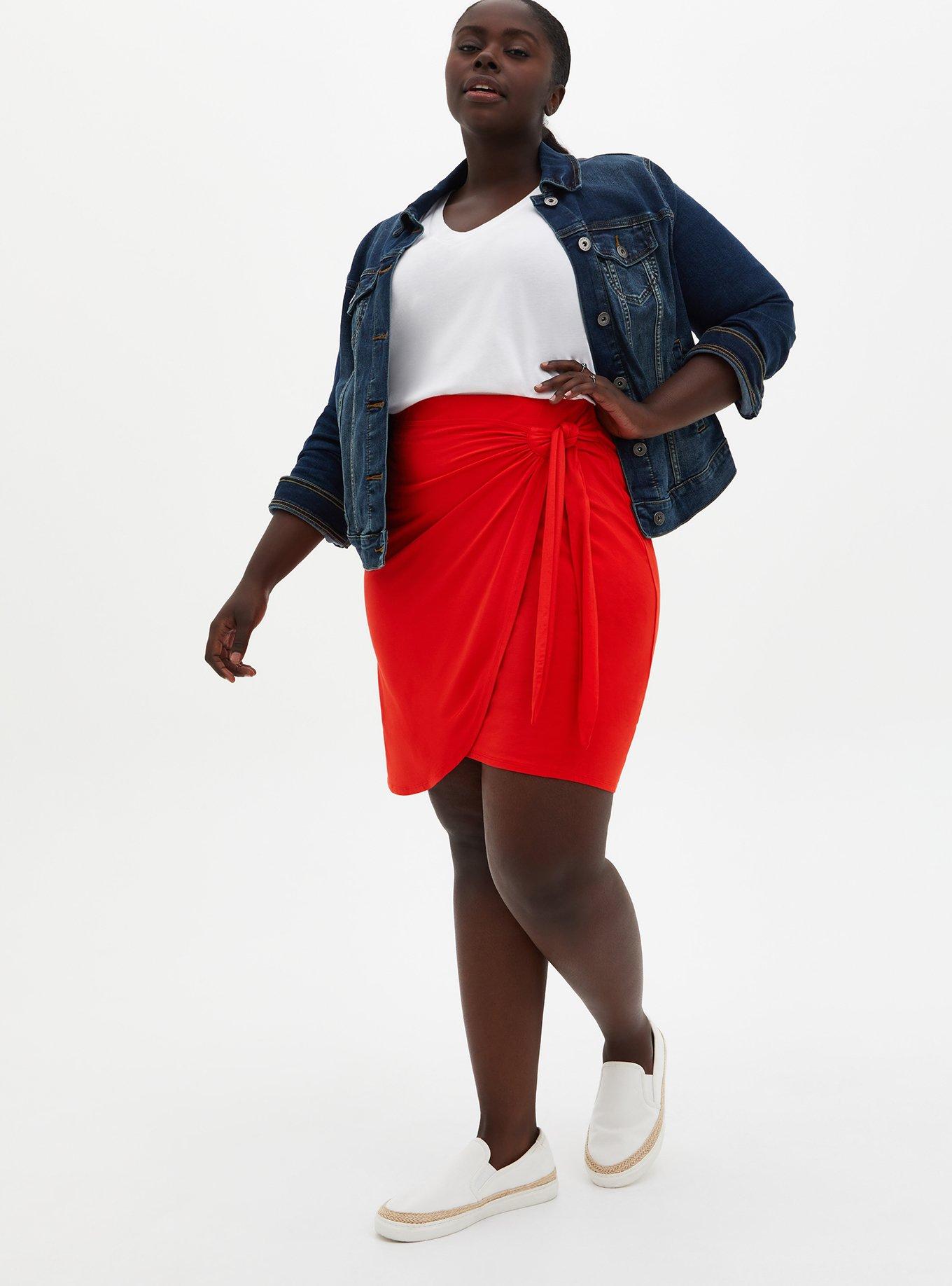 Plus size on sale red wrap skirt