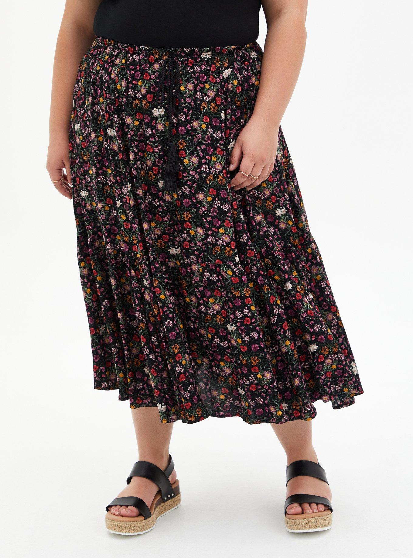 Plus Size - Tea Length Challis A-line Skirt - Torrid