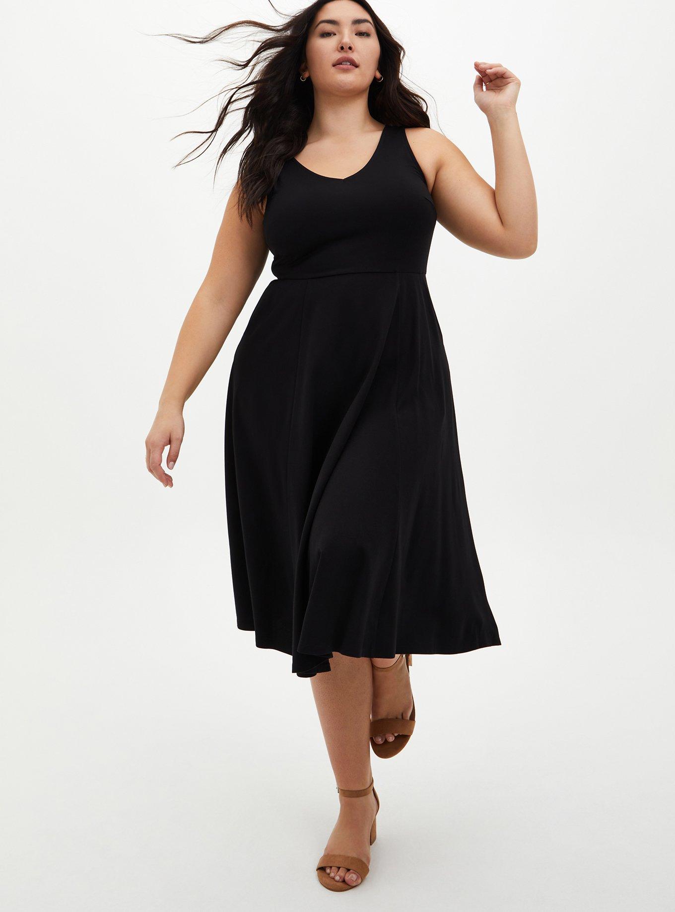 Torrid Black Sleeveless Textured Shift Midi Dress, Size 3 – The