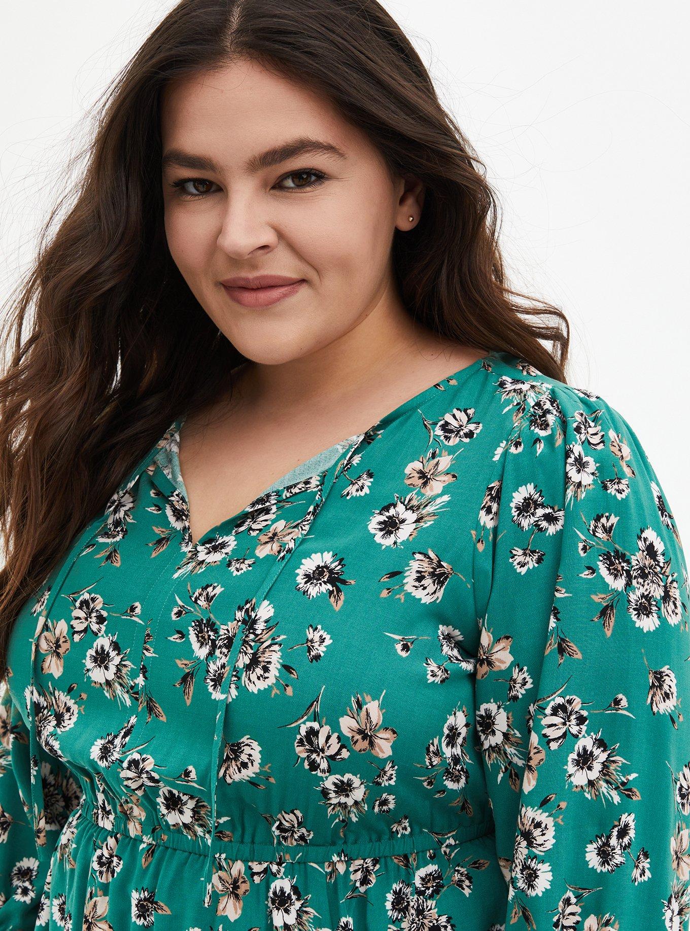 Torrid green floral dress sales