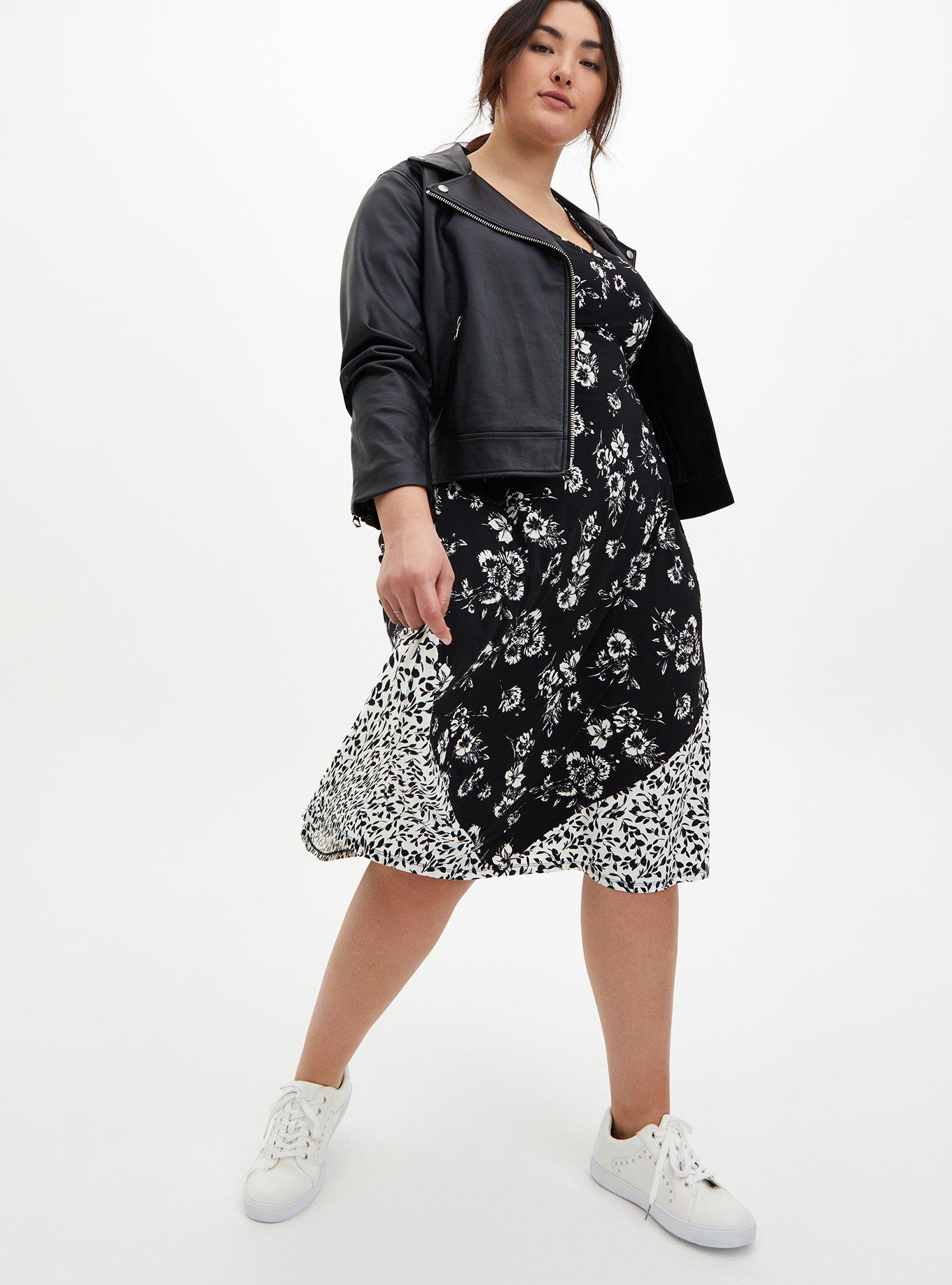 Black & White Floral Studio Knit Skater Midi Dress, FLORAL BLACK, alternate