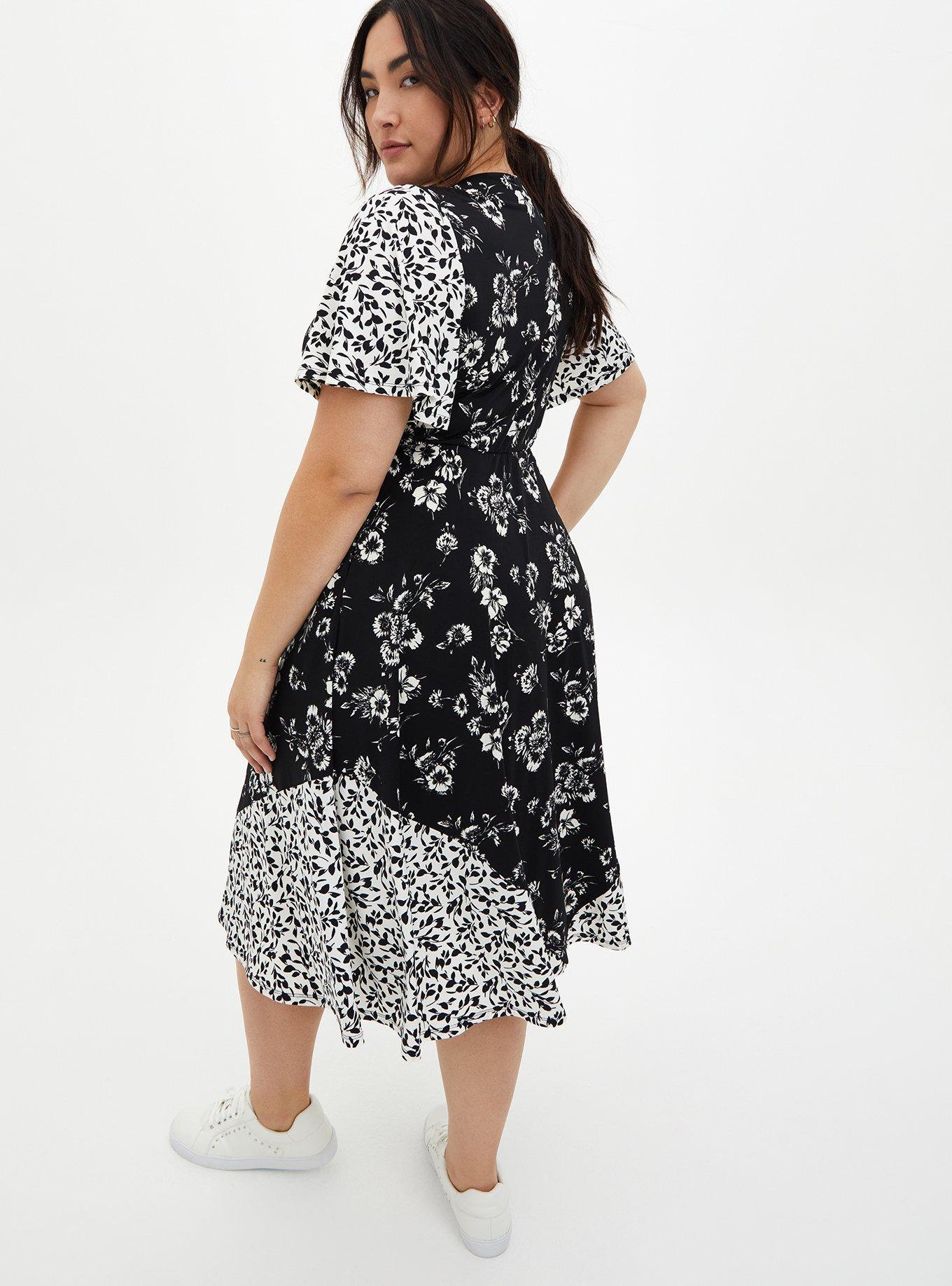 Black & White Floral Studio Knit Skater Midi Dress, FLORAL BLACK, alternate
