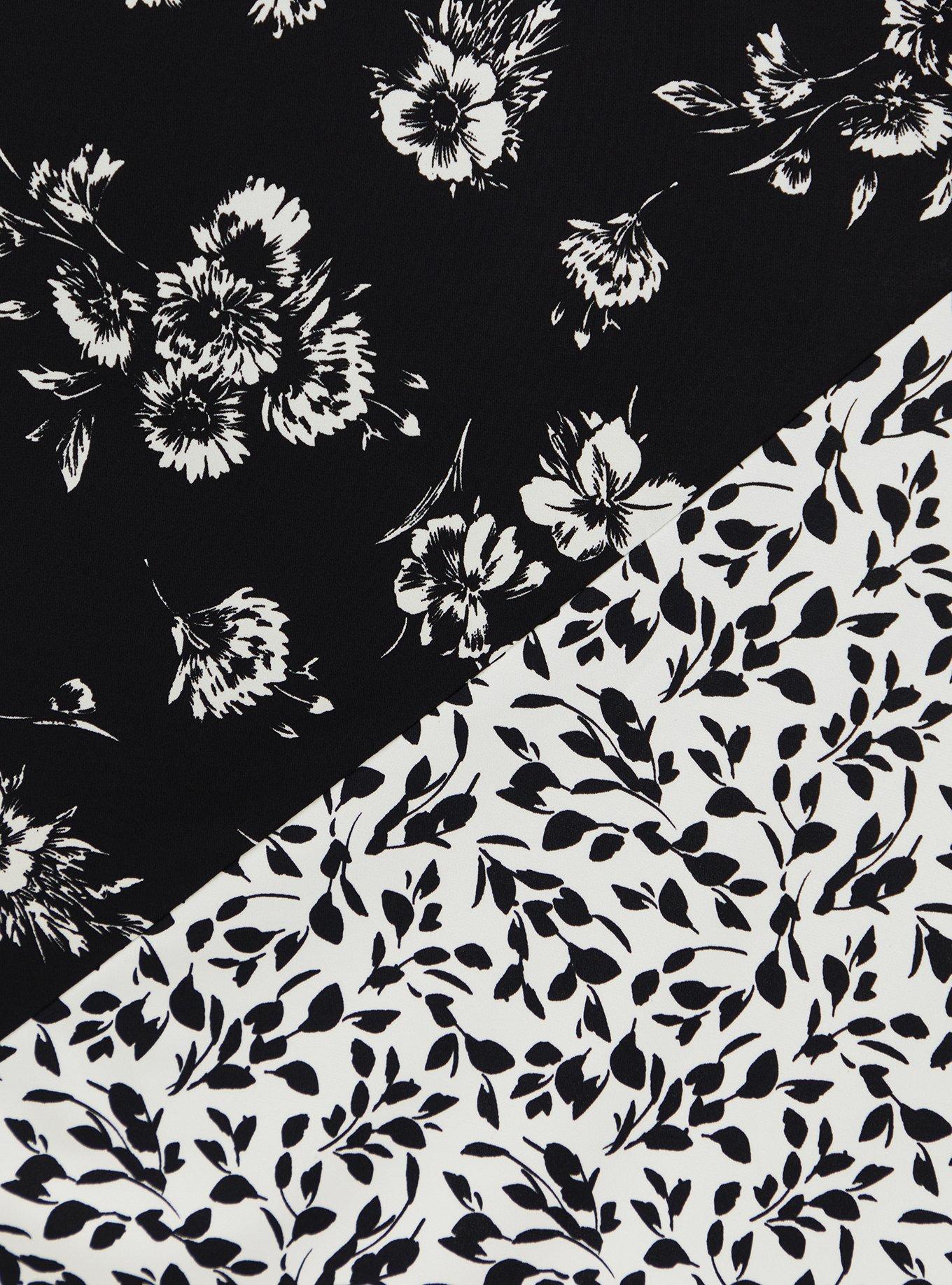 Black & White Floral Studio Knit Skater Midi Dress, FLORAL BLACK, alternate