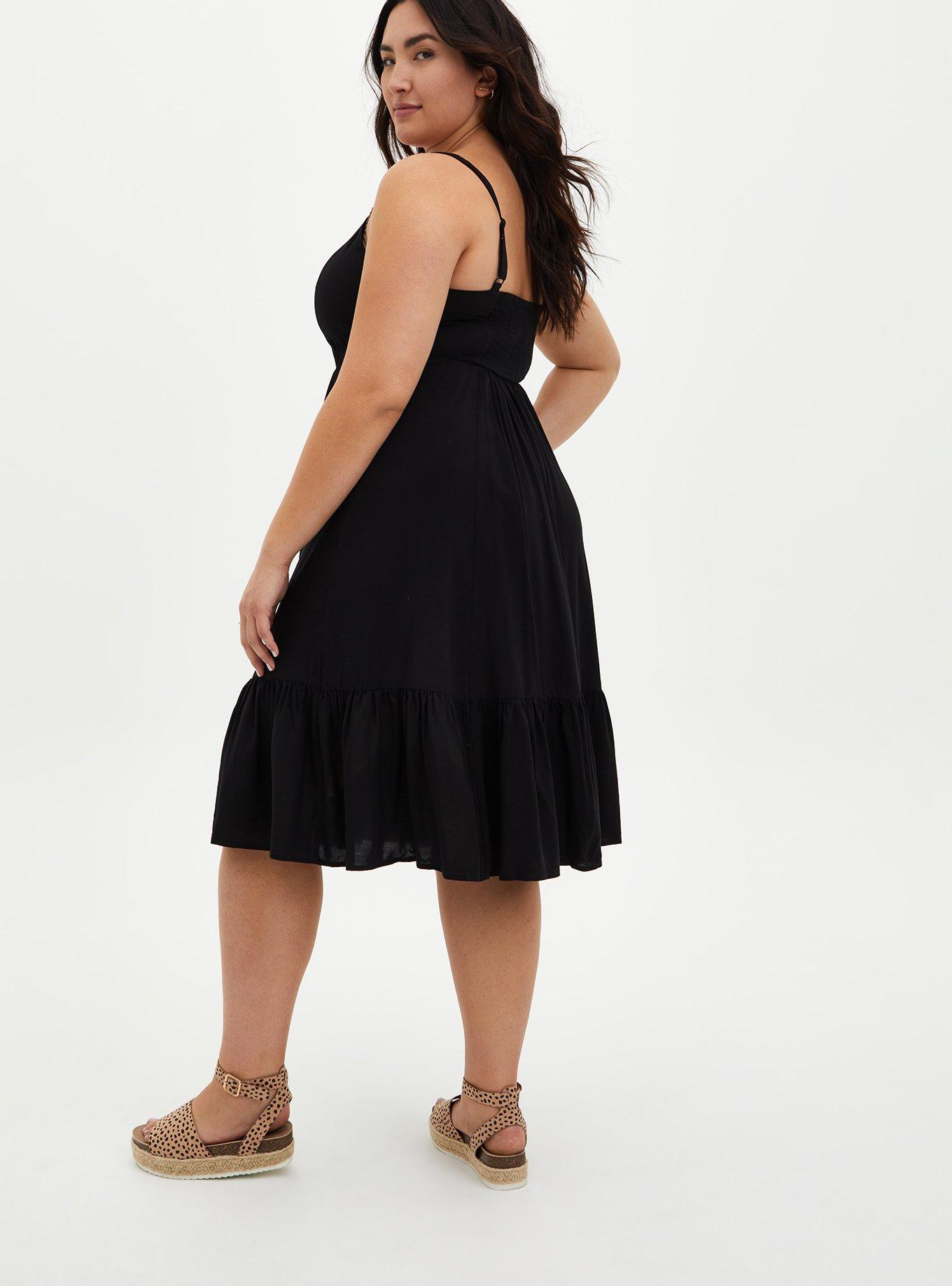 Plus Size Midi Challis ButtonFront Skater Dress Torrid