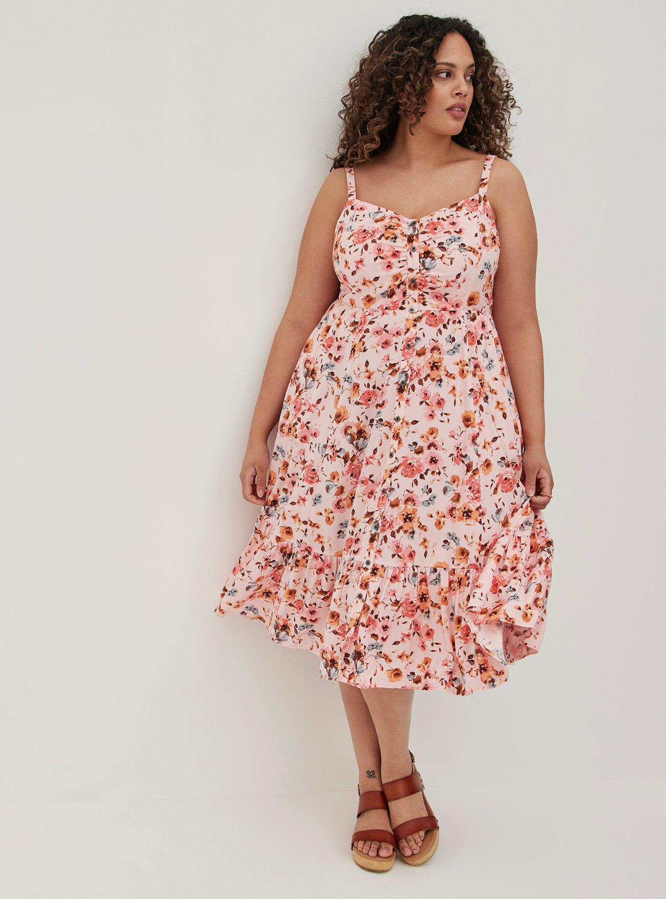 Torrid Plus Size Floral Blush Skater Dress Size 4X Pink - $36