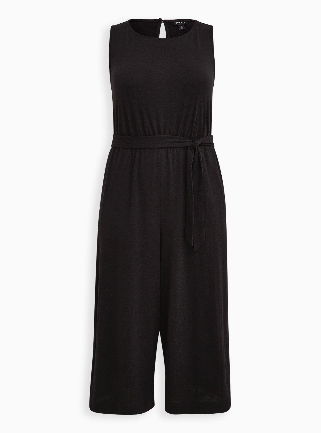 Plus Size - Black Textured Knit Culotte Jumpsuit - Torrid