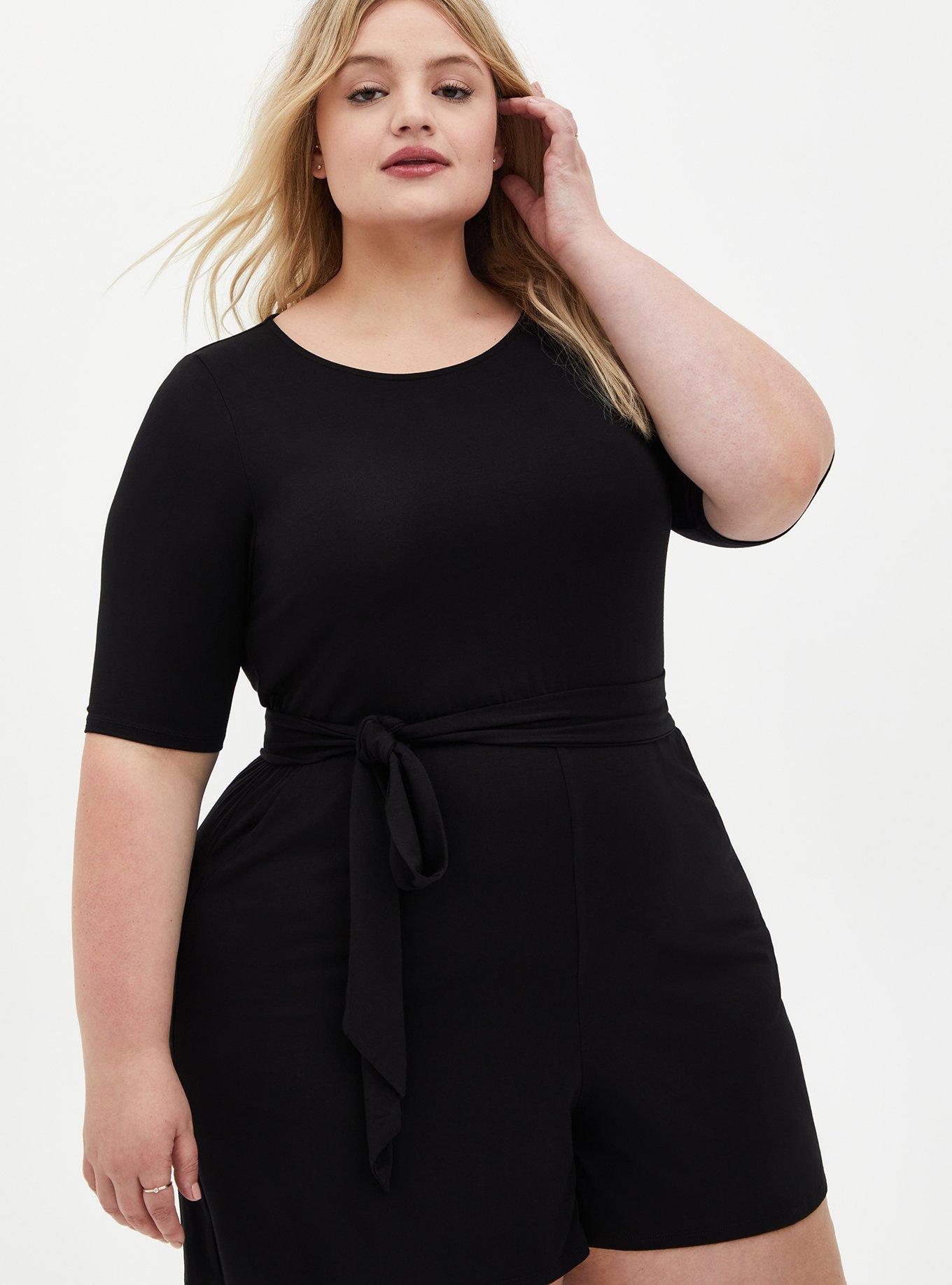 Plus Size - Black Crisscross Back Crop Active Jumpsuit - Torrid