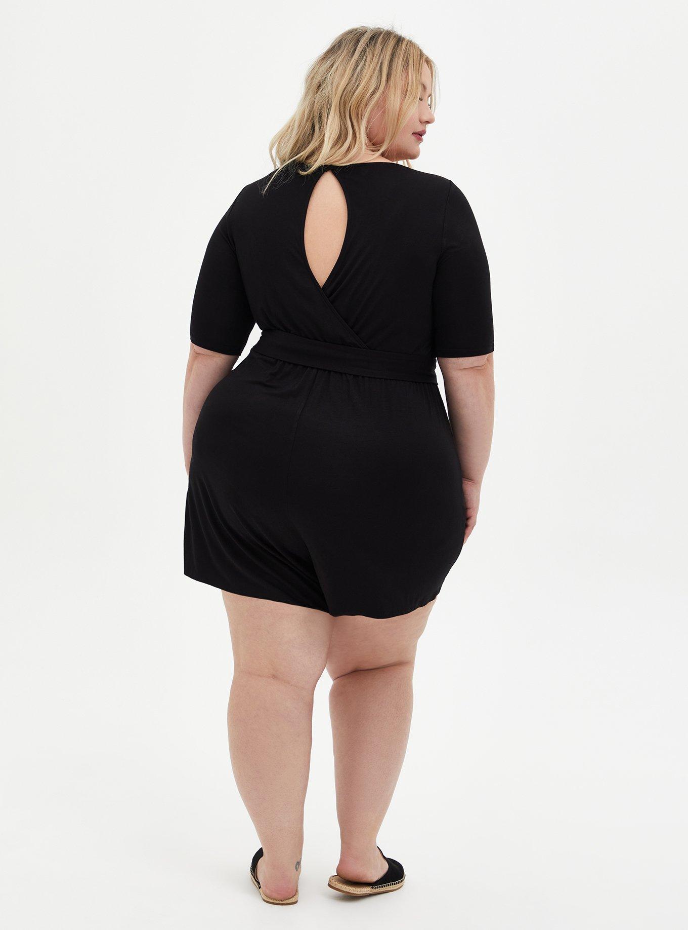 Plus size hotsell black romper pants