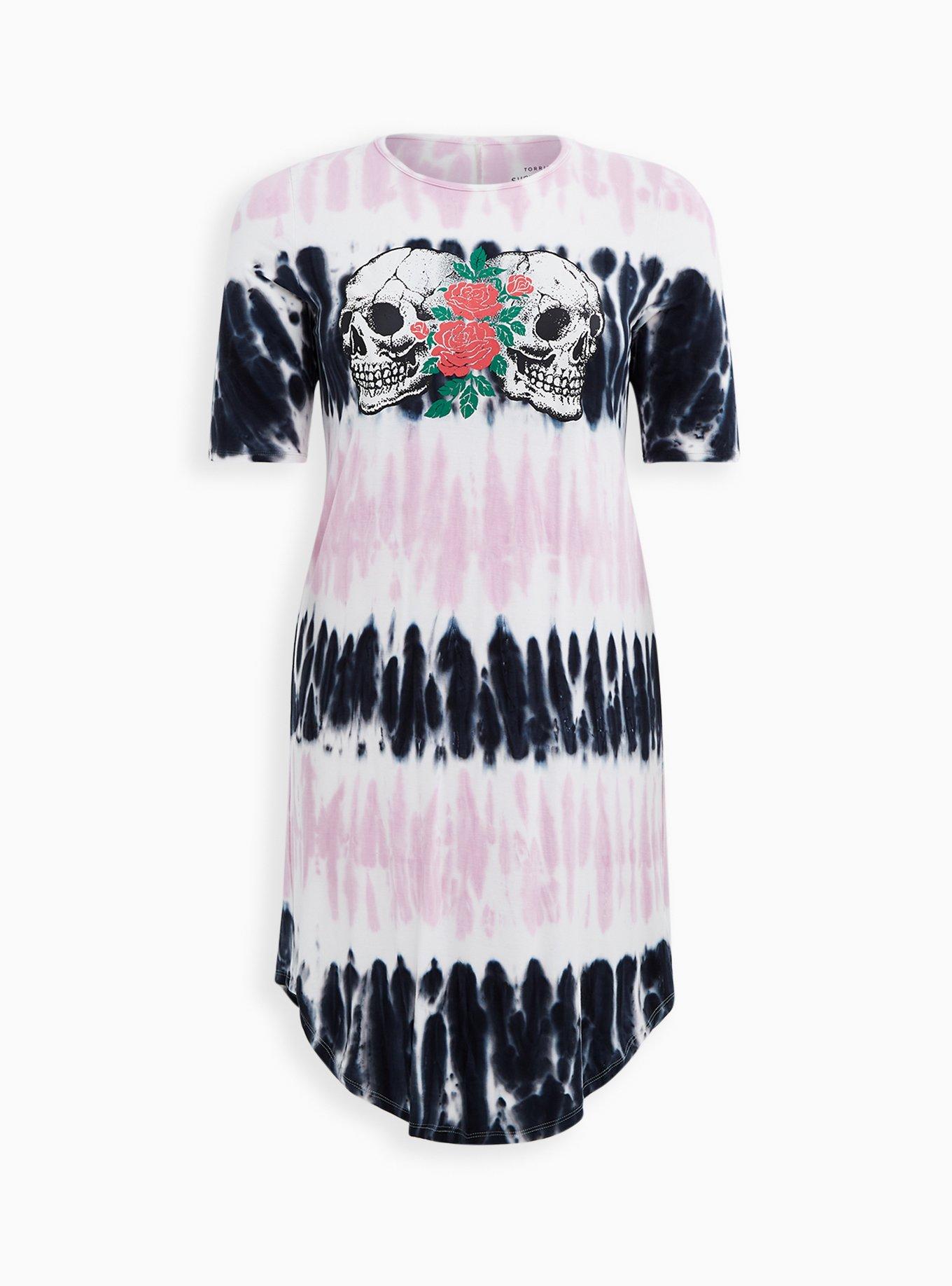 Plus Size - Super Soft Tie-Dye Skull T-Shirt Dress - Torrid