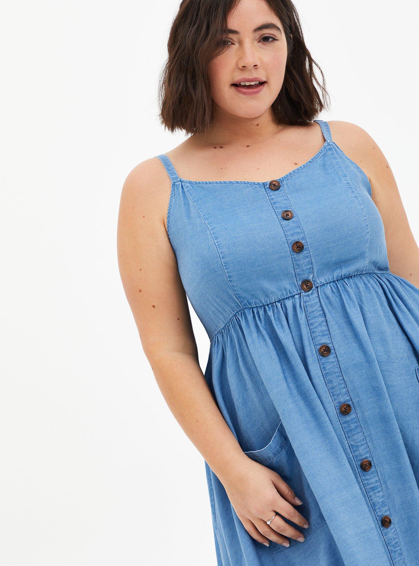 Chambray button front sales dress