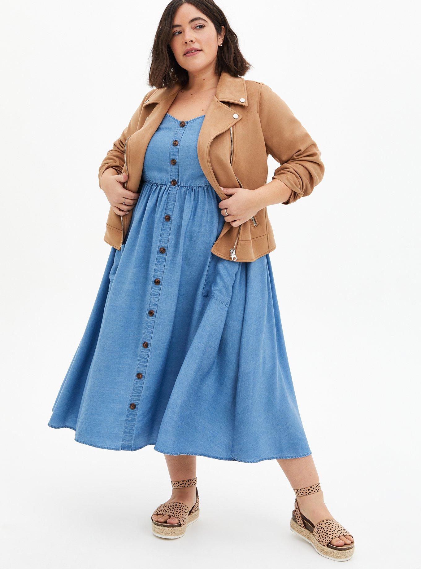 Plus size button 2025 front midi dress