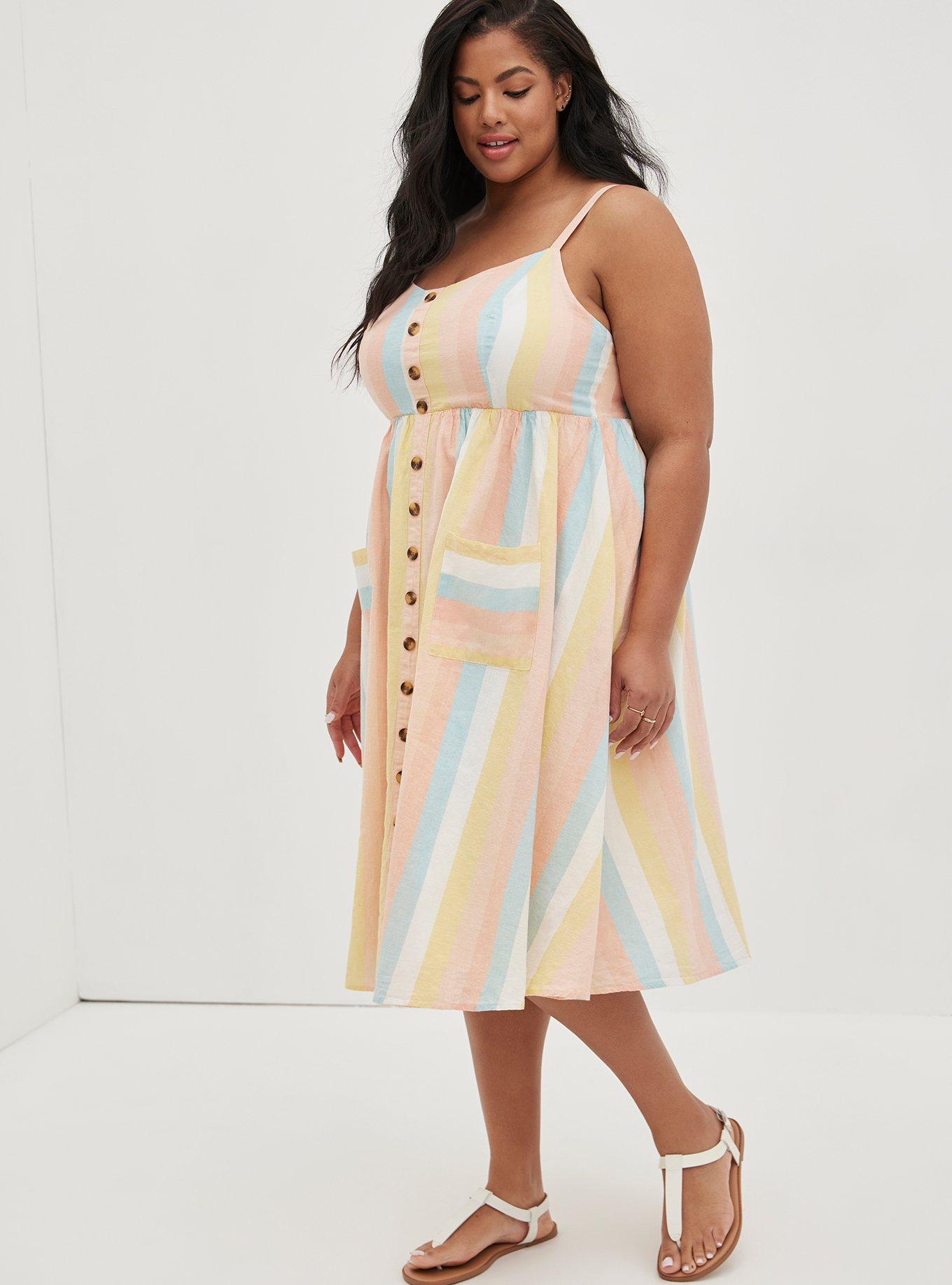 Plus Size - Midi Linen Button-Front Dress - Torrid