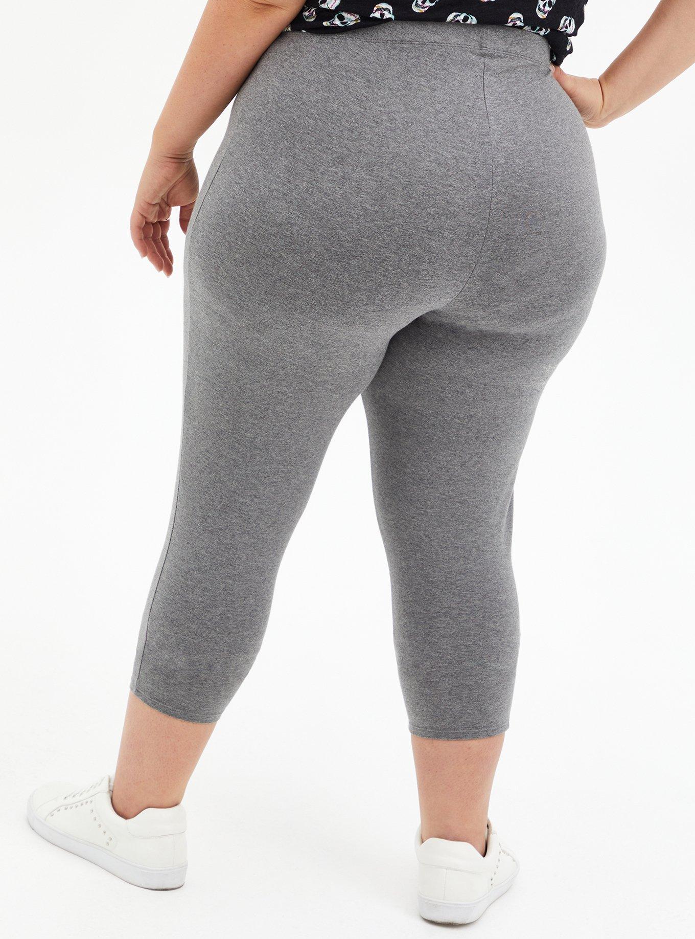 Womens Ladies Plus Size Capri Leggings (XL, heather grey)