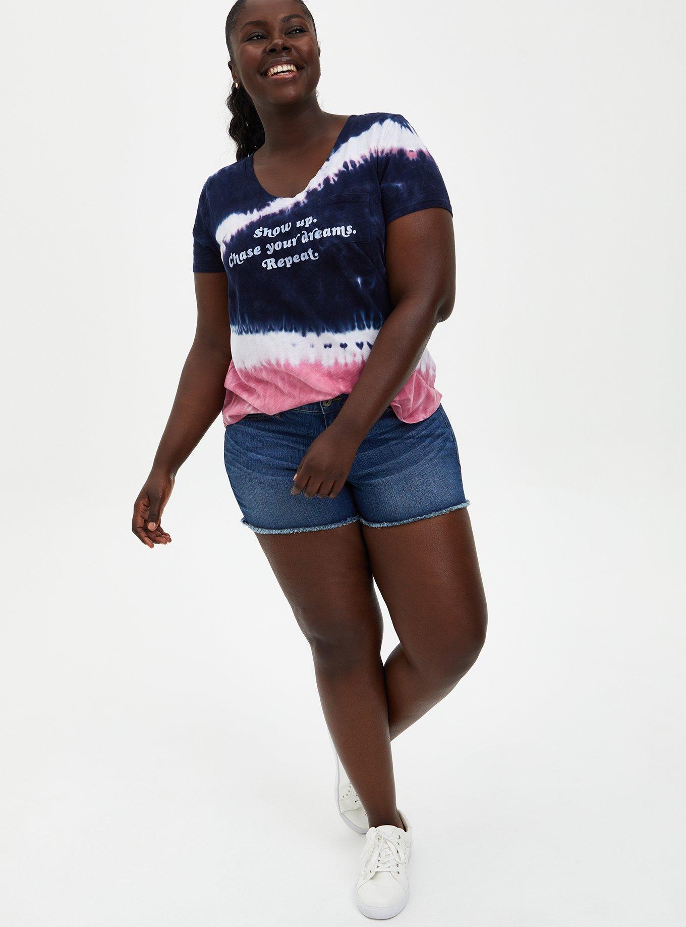 Plus Size Pocket Tee - Heritage Slub Show Up Navy & Pink Tie-Dye  , , alternate