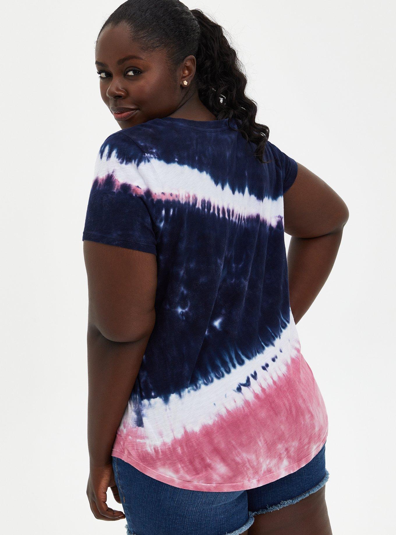 Plus Size Pocket Tee - Heritage Slub Show Up Navy & Pink Tie-Dye  , , alternate