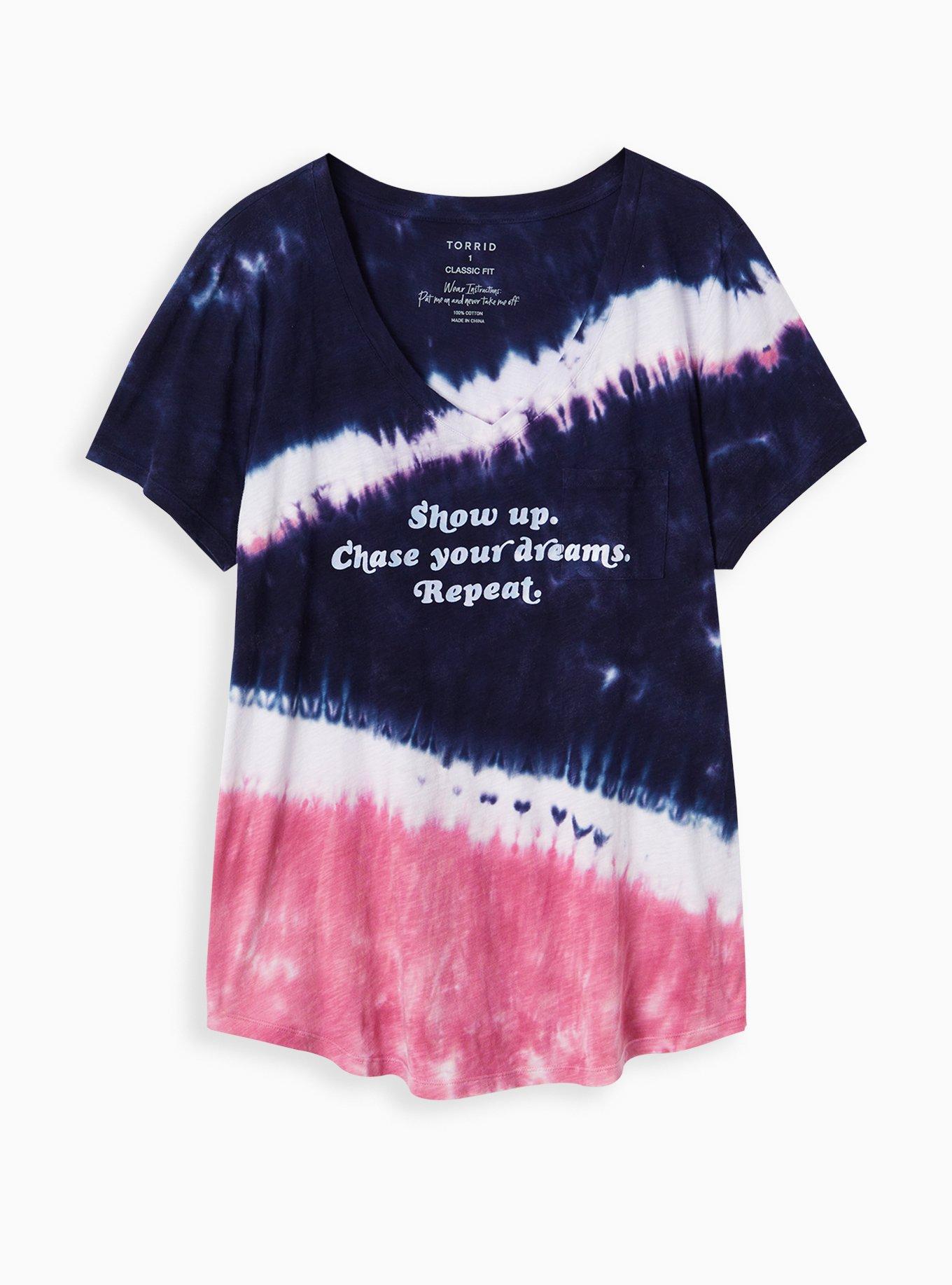 Plus Size Pocket Tee - Heritage Slub Show Up Navy & Pink Tie-Dye  , , hi-res