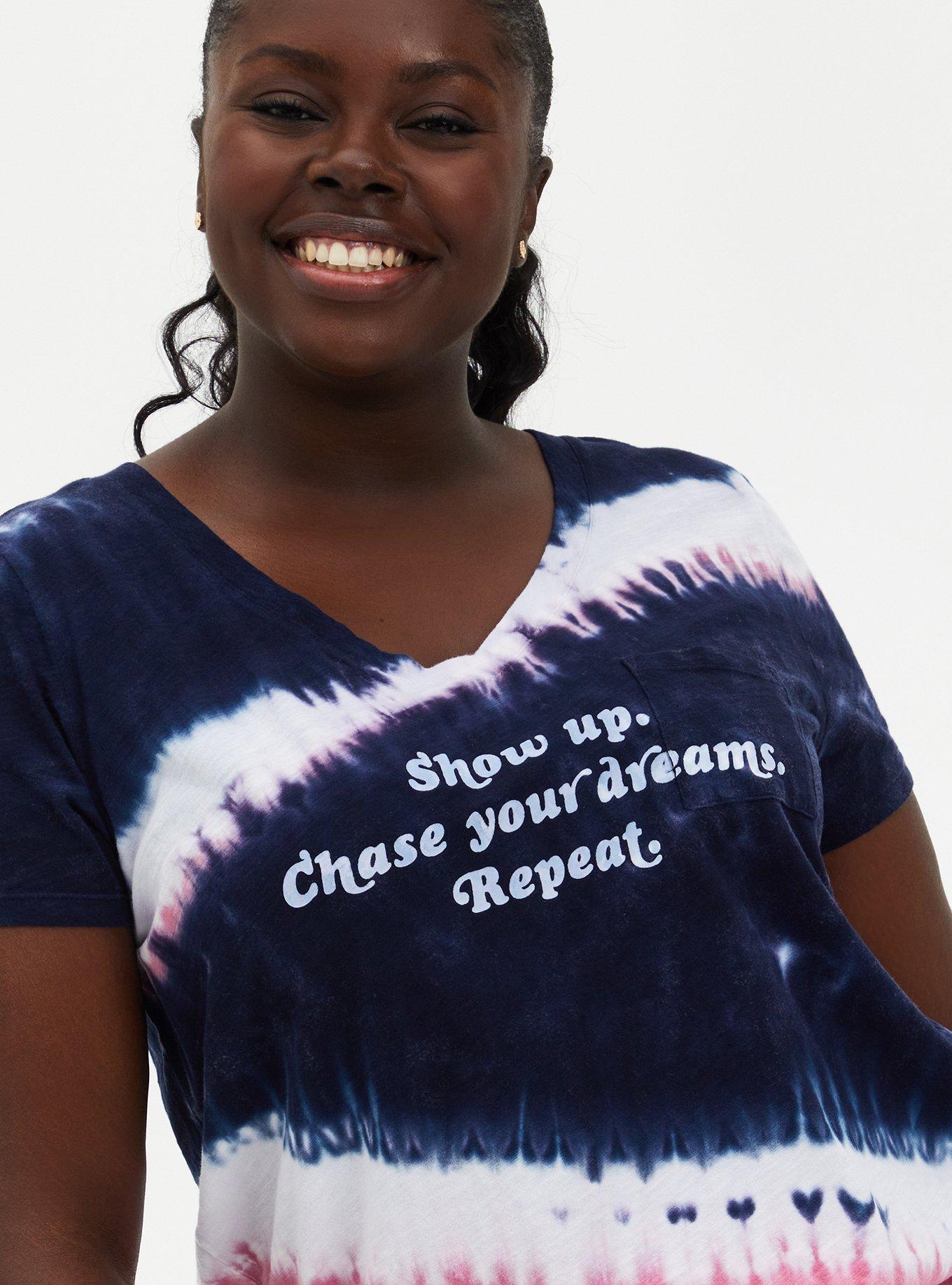 Plus Size Pocket Tee - Heritage Slub Show Up Navy & Pink Tie-Dye  , , hi-res