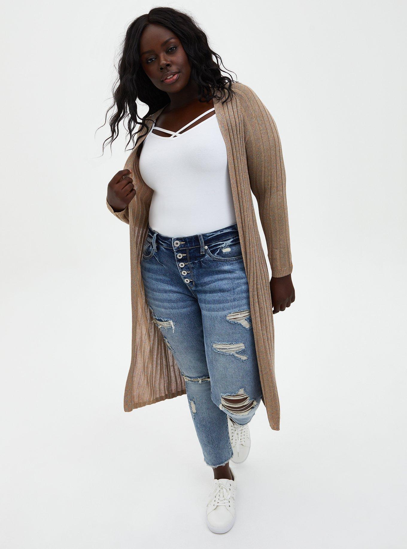 Ribbed Detail Duster Cardigan