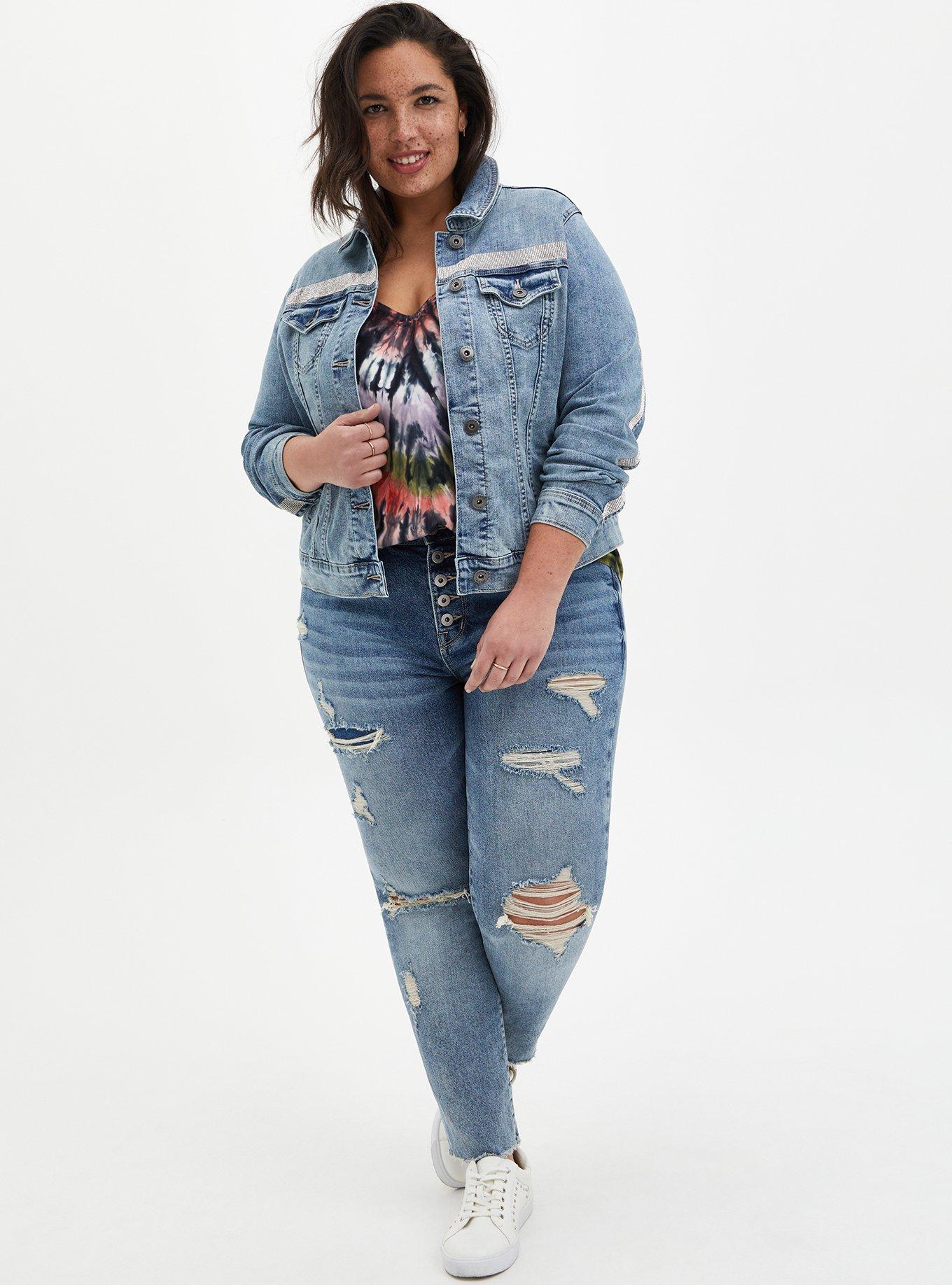 Plus Size - Embellished Denim Jacket - Light Wash - Torrid