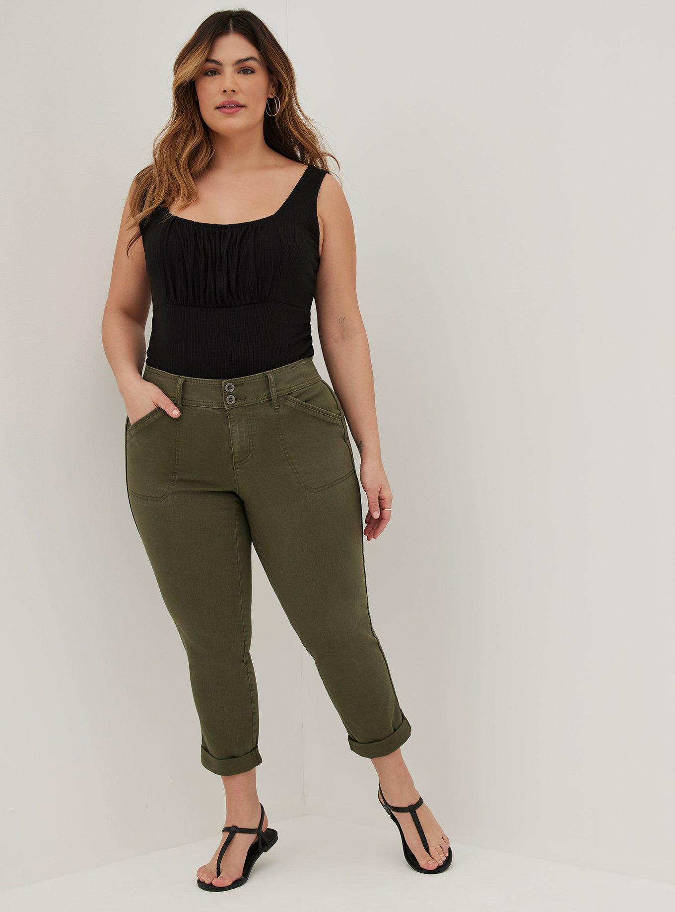 Crop Aviator Skinny Stretch Twill Mid-Rise Pant, OLIVE, alternate