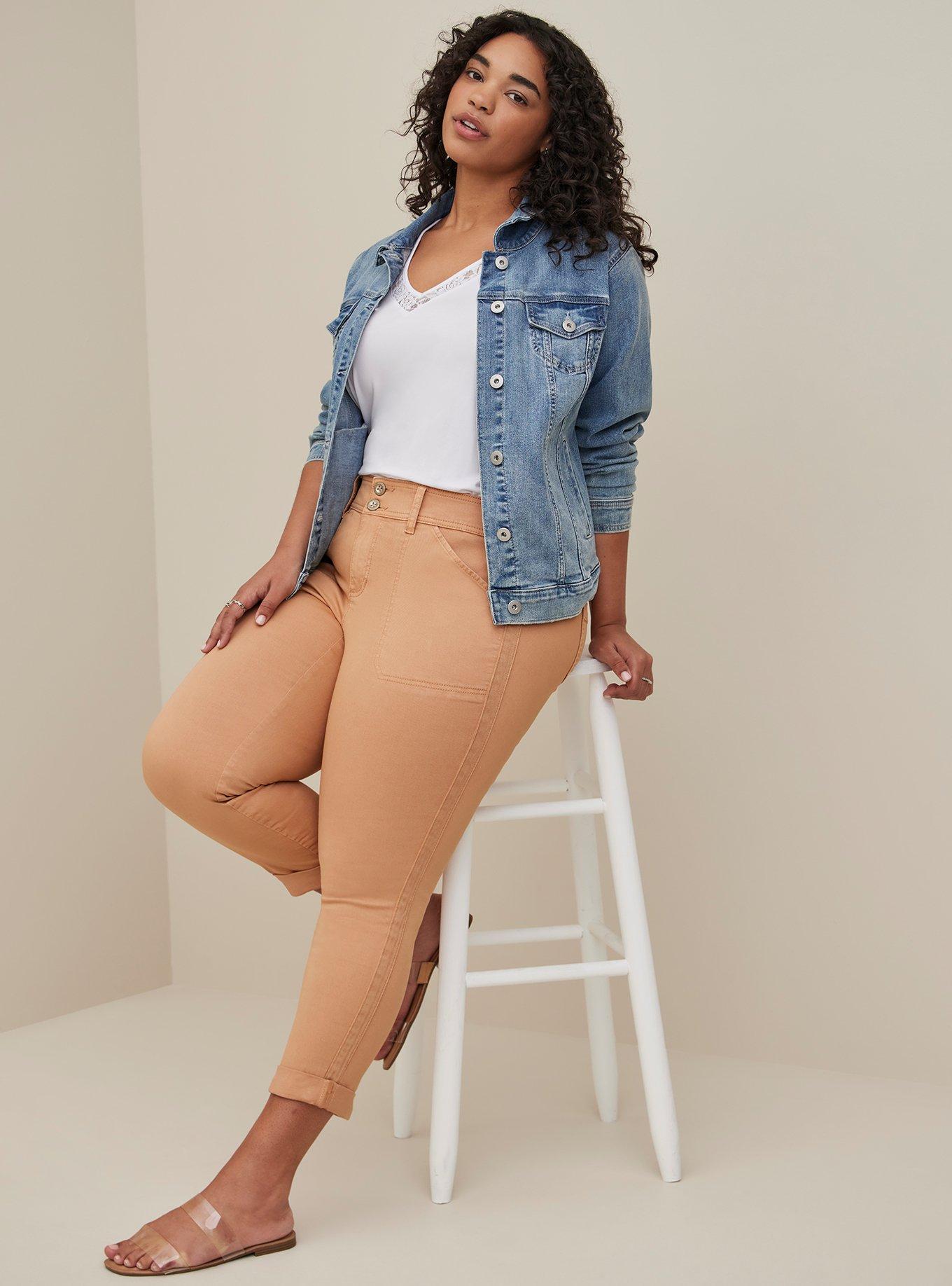 Plus Size - Crop Aviator Skinny Stretch Twill Mid-Rise Pant - Torrid