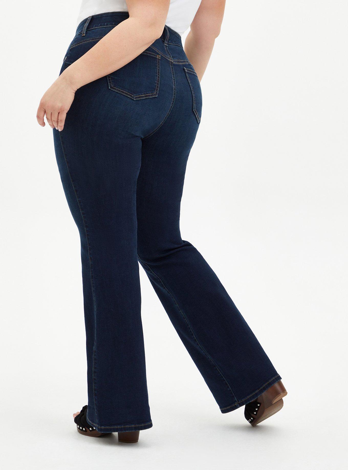 Ready Stock-Mid Waisted Stretch Flare Jeans Women Denim Pants Wide Leg  Butt-lifted Casual Korean Style Skinny Bell Bottom Pocket Trousers