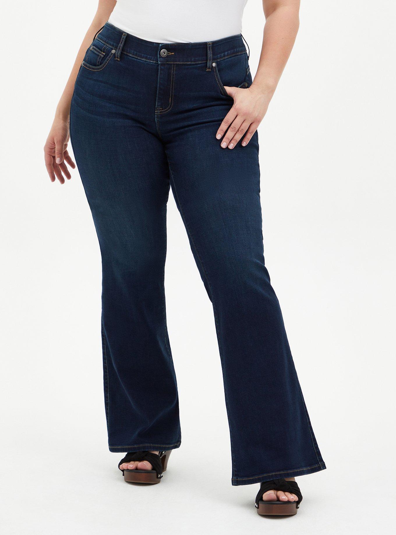 PLUS SIZE High Waisted Button Detail Flare Pants, Made in USA, 1X 2X 3X