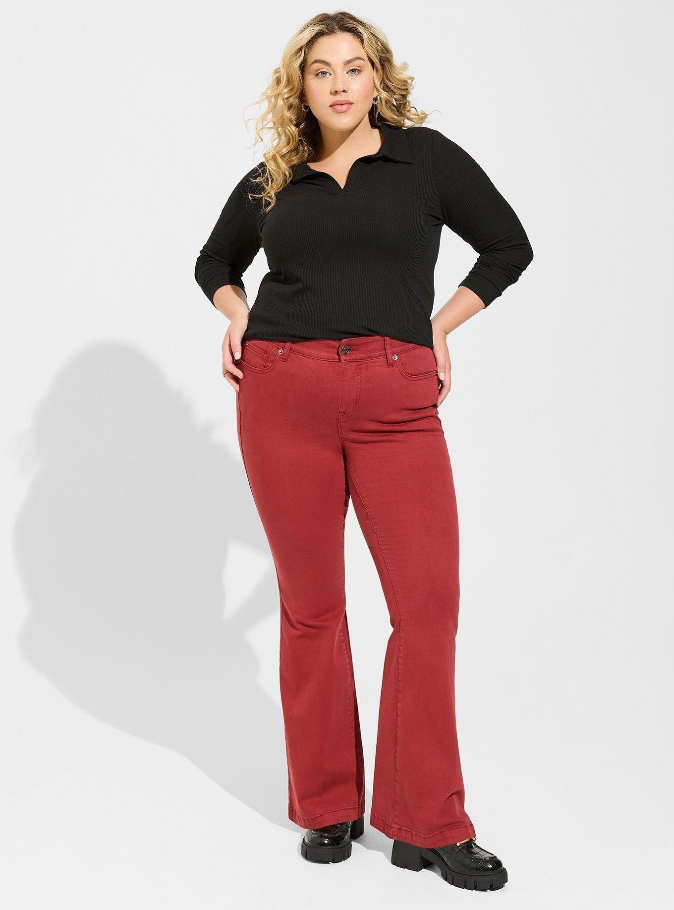 Women's Red Flare Jeans