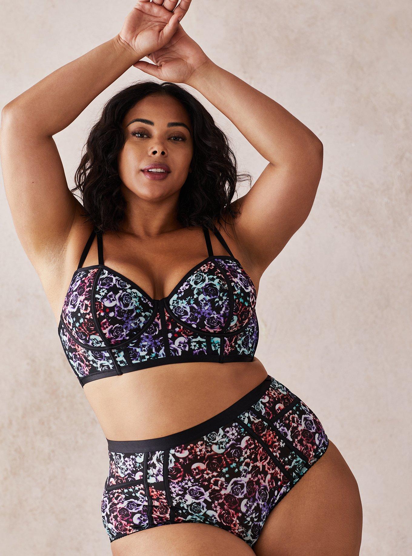 Simply Mesh Strappy Underwire Bra, MIRRORED SKULL FLORAL, alternate