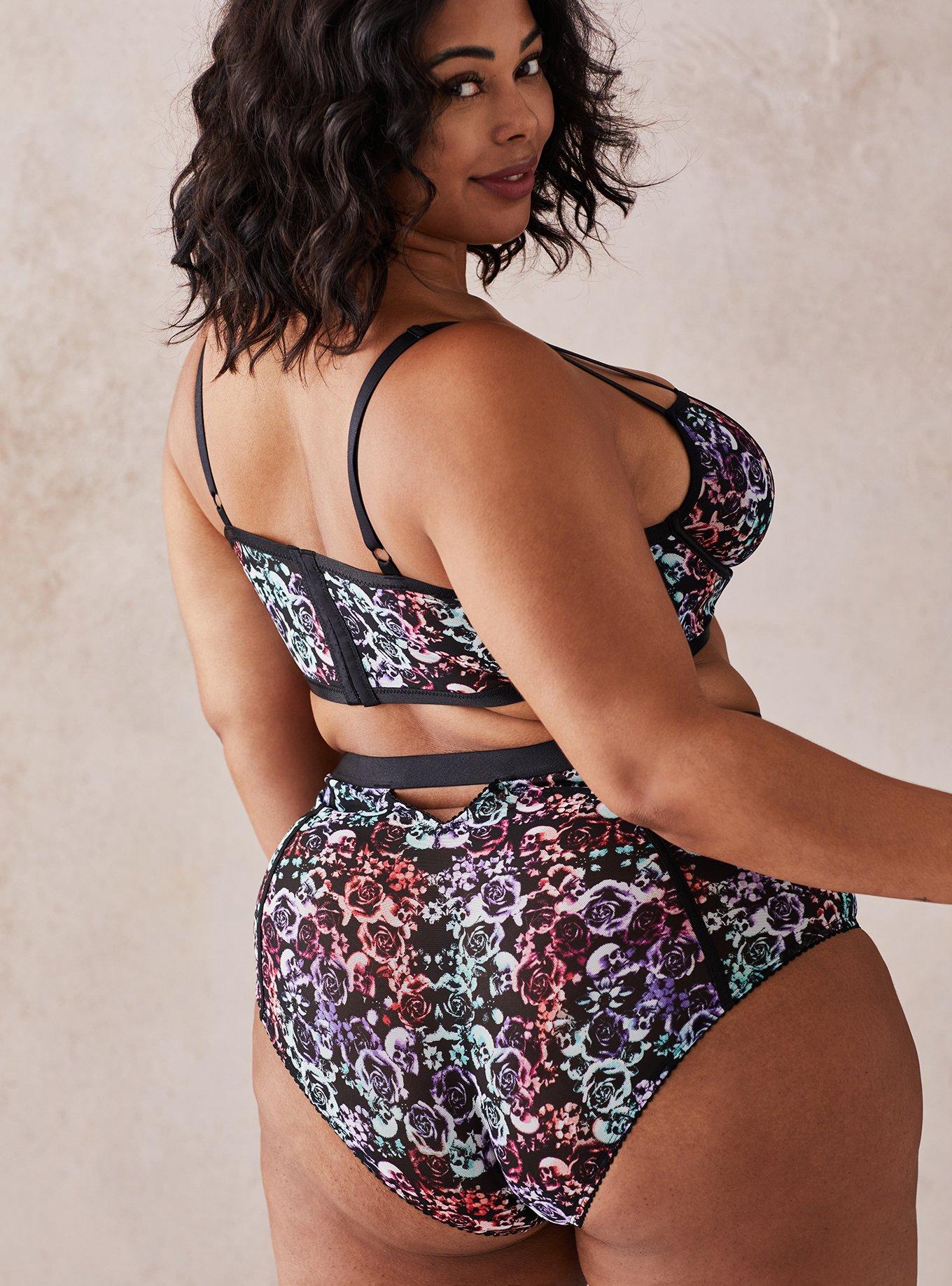 Simply Mesh Strappy Underwire Bra, MIRRORED SKULL FLORAL, alternate