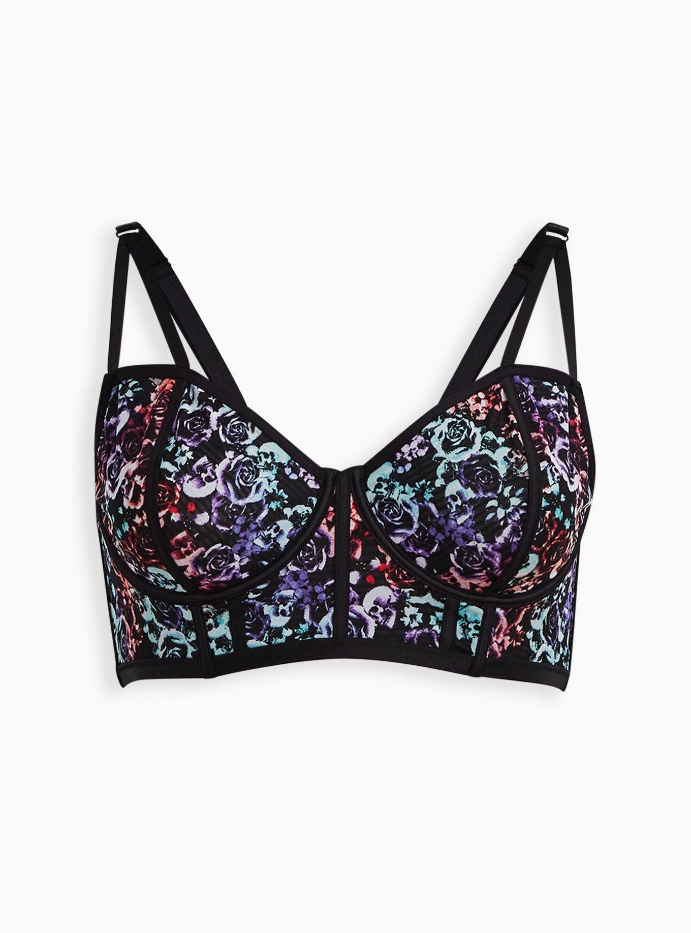 Simply Mesh Strappy Underwire Bra, MIRRORED SKULL FLORAL, hi-res