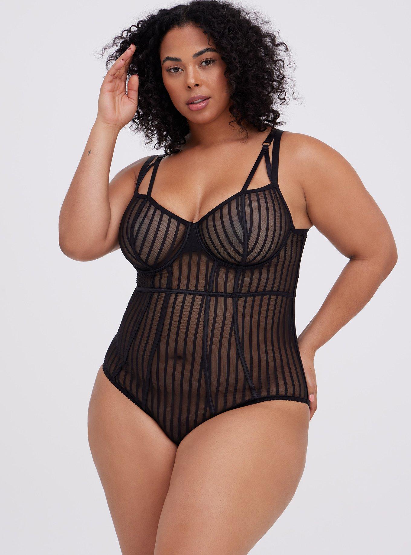 New Striped Mesh Sexy Bodysuit