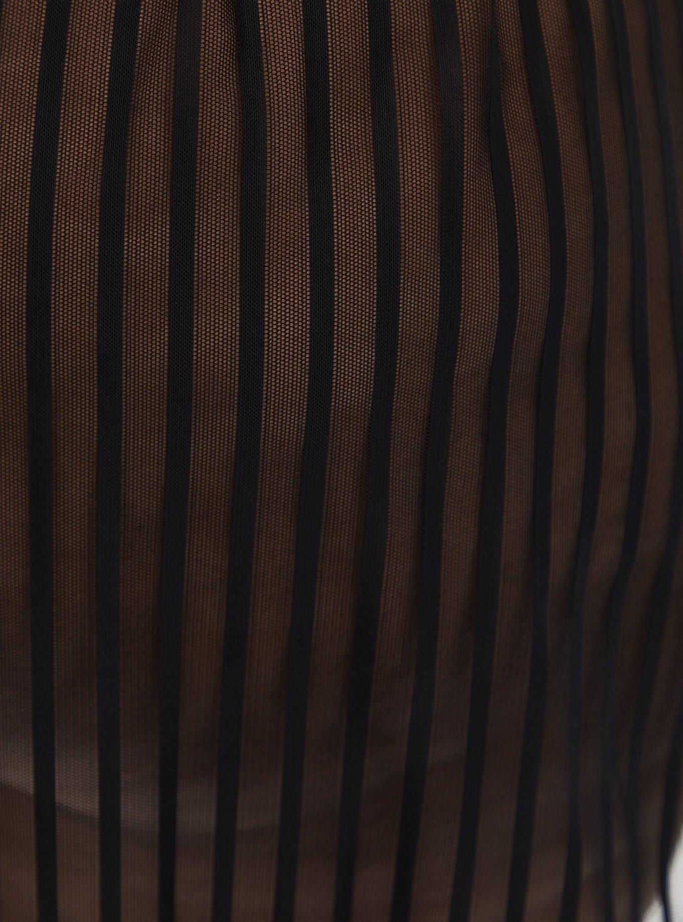 Plus Size - Black Striped Mesh Underwire Babydoll - Torrid