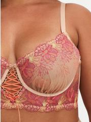 Plus Size Multicolor Floral Mesh Embroidered Underwire Bra, ROSE DUST, alternate