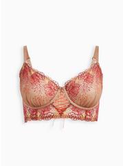 Plus Size Multicolor Floral Mesh Embroidered Underwire Bra, ROSE DUST, hi-res