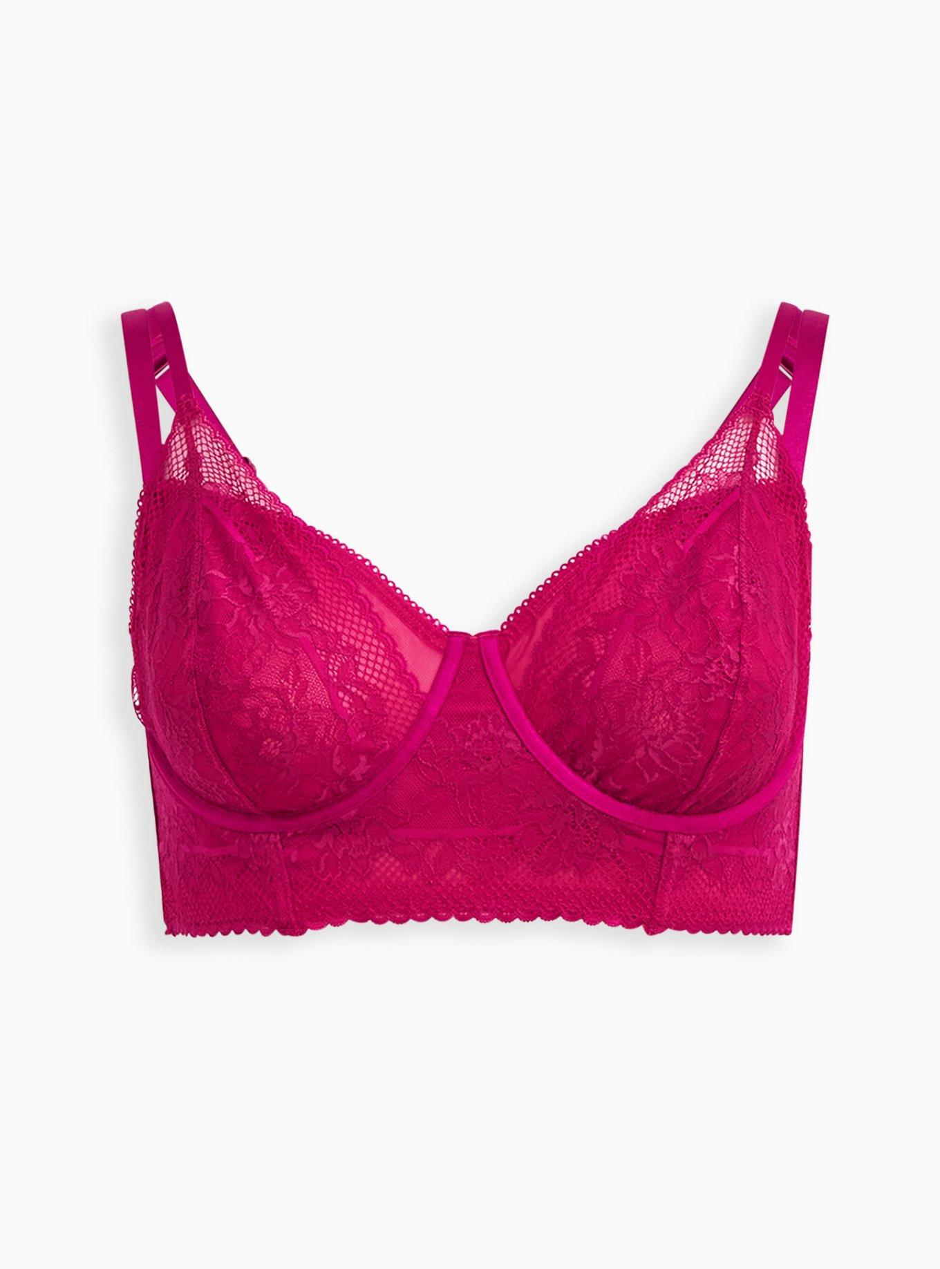 Victoria's Secret Very Sexy Unlined Plunge Long Line Pink Lace Bra 32D