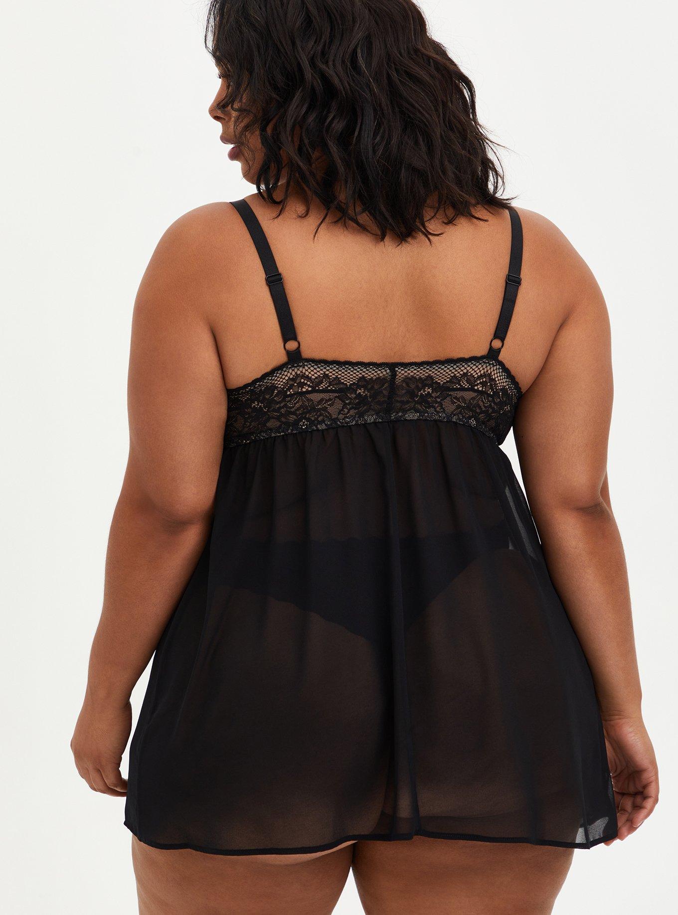 Fleur Lace Strappy Babydoll, RICH BLACK, alternate