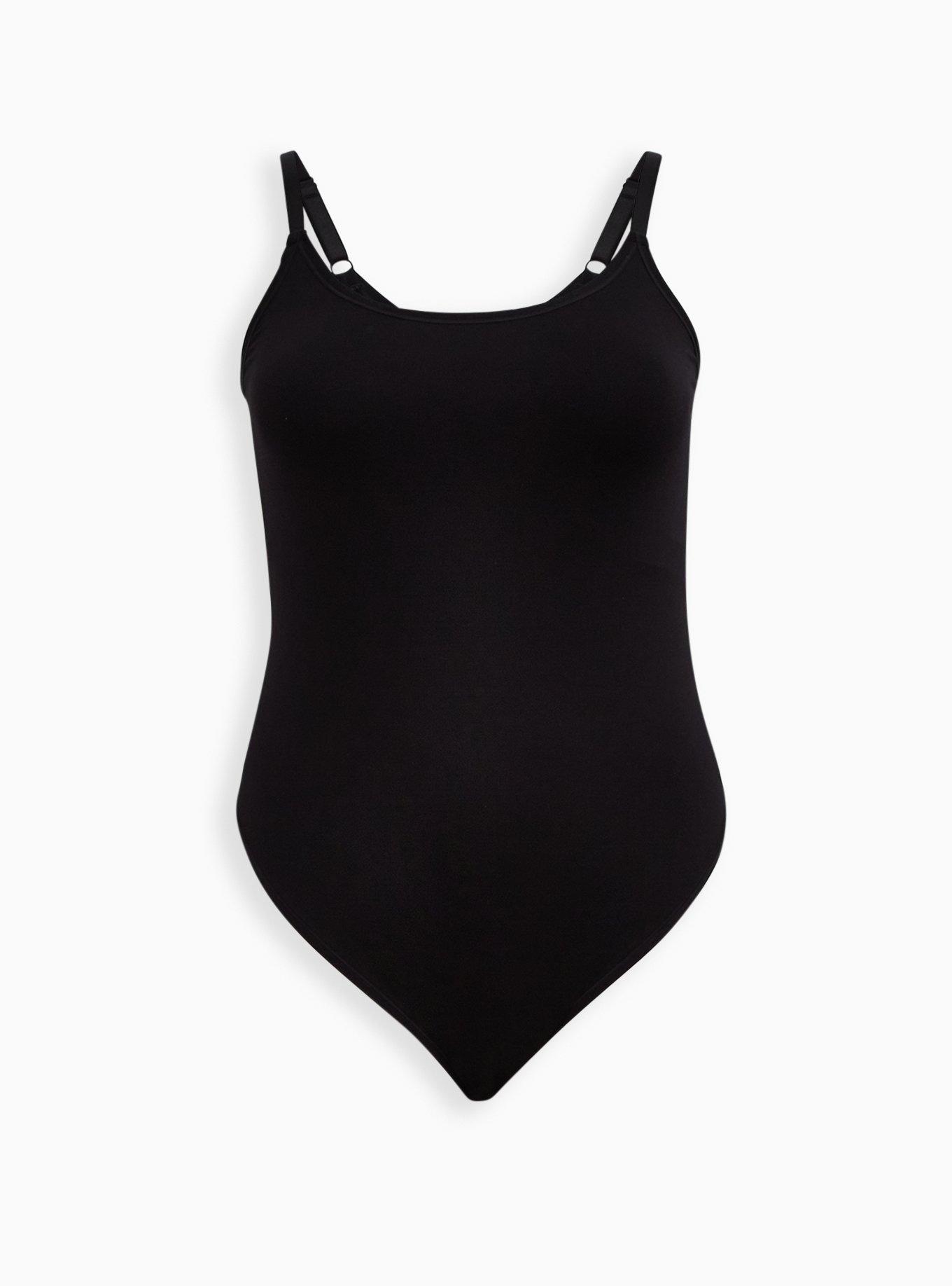 Plus Size Seamless Thong Bodysuit - Black, , hi-res