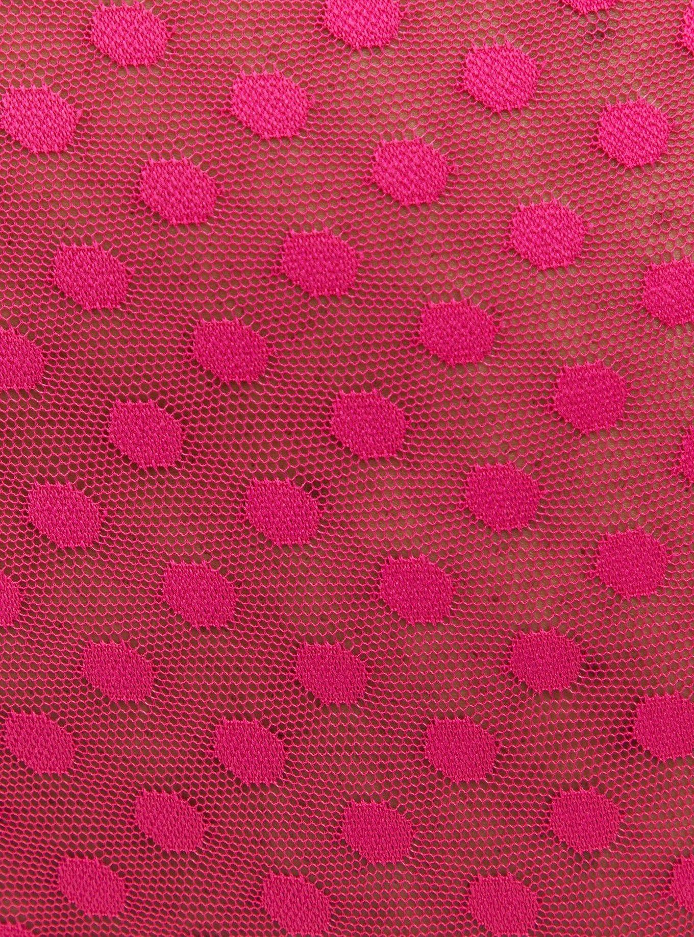 Plus Size Pink Dot Mesh Cage Back Hipster Panty, , alternate