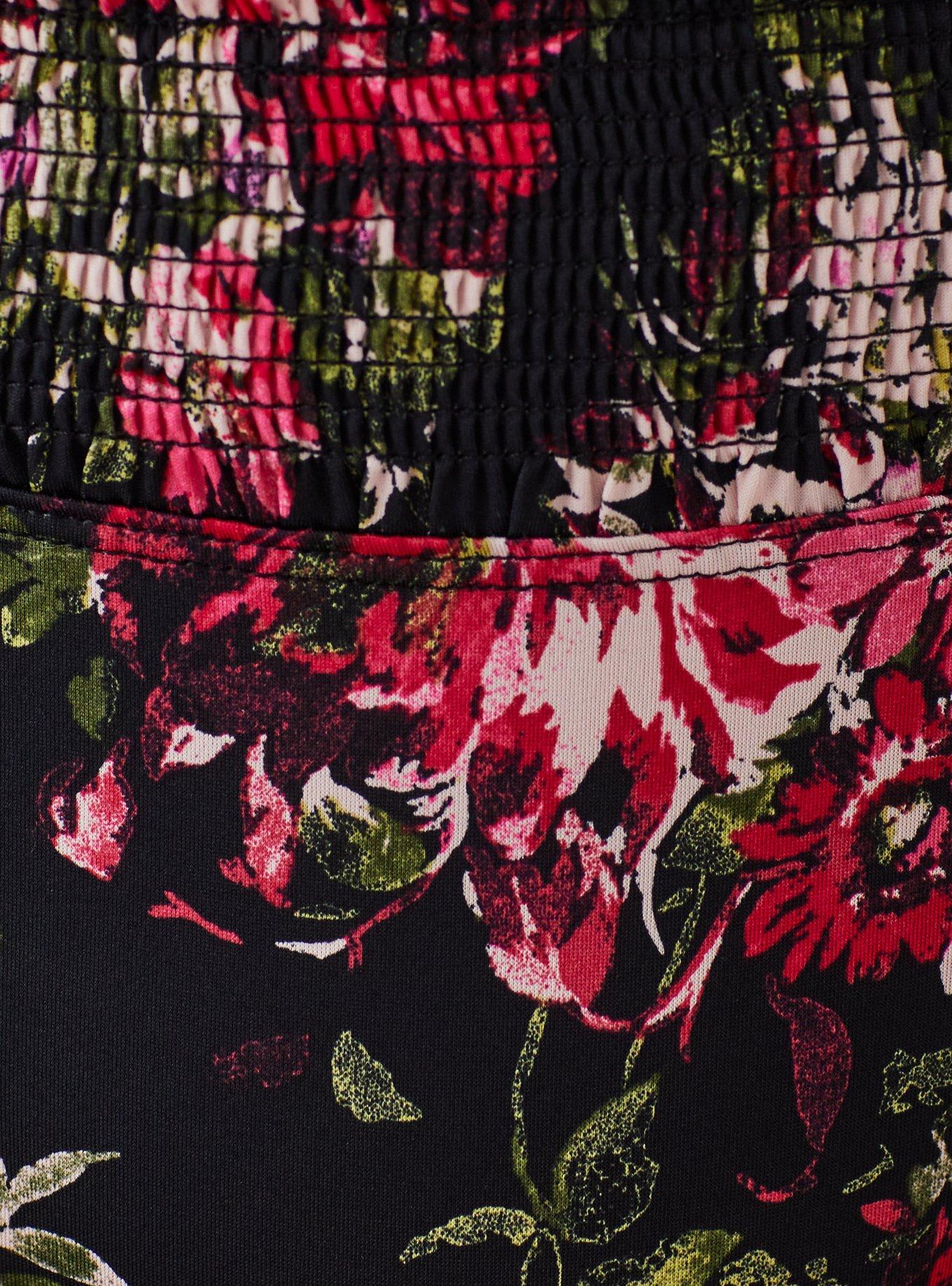 Black Floral Microfiber Thong Panty, FLORAL DISPERSE, alternate