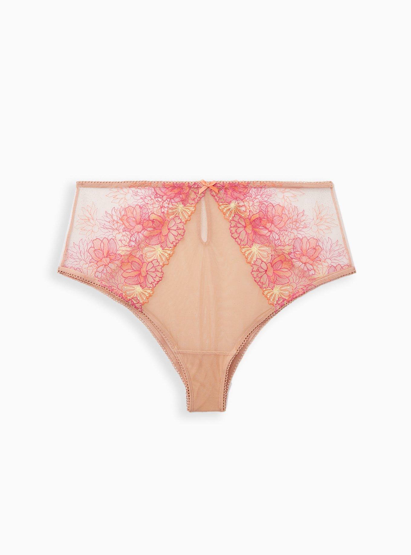 Plus Size - High Waist Panty - Embroidered Mesh Pink - Torrid