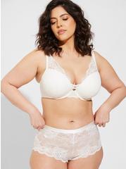 Floral Lace Mid-Rise Cheeky Mini Lattice Back Panty, IVORY, hi-res