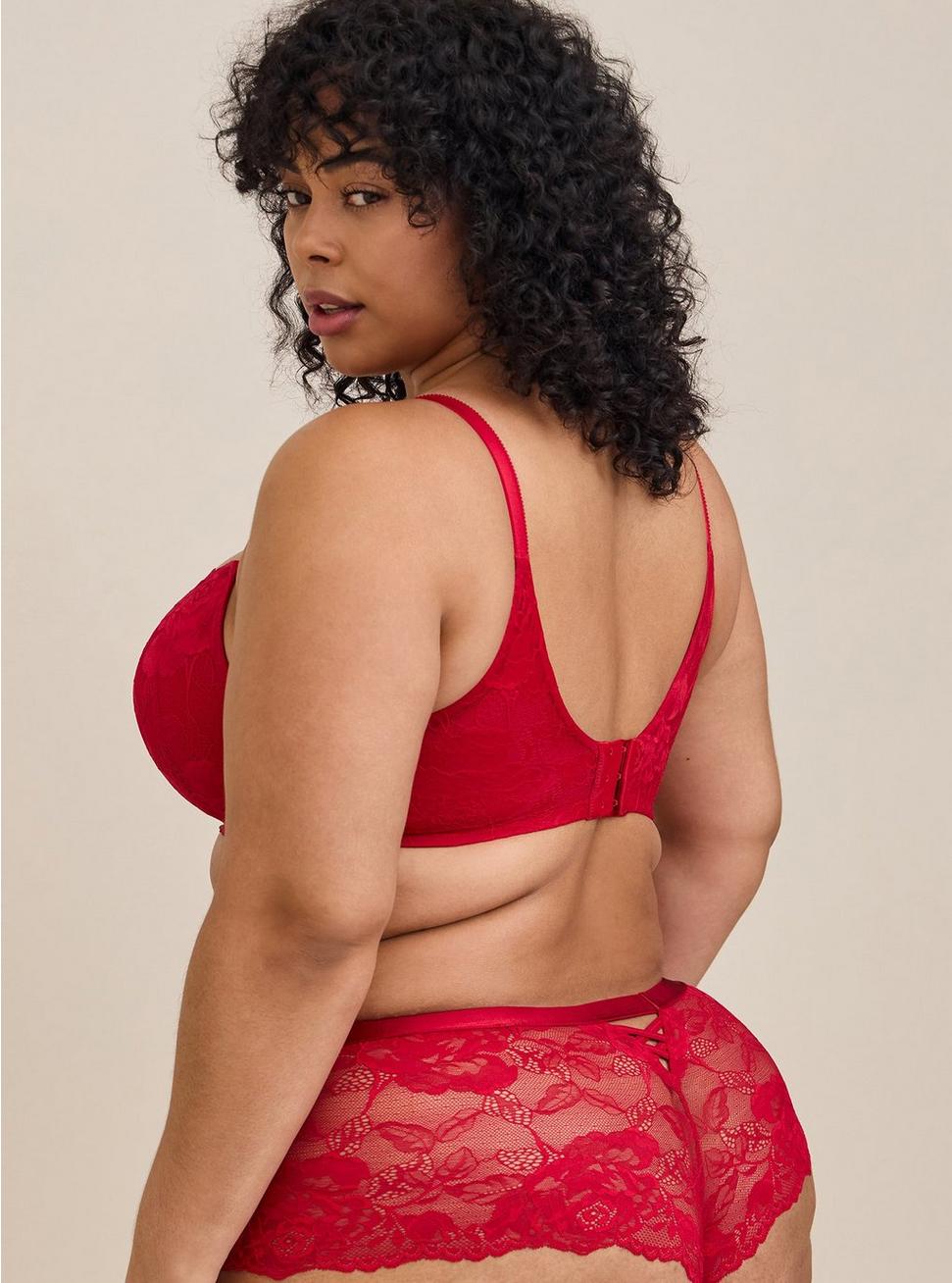 Floral Lace Mid-Rise Cheeky Mini Lattice Back Panty, JESTER RED, alternate