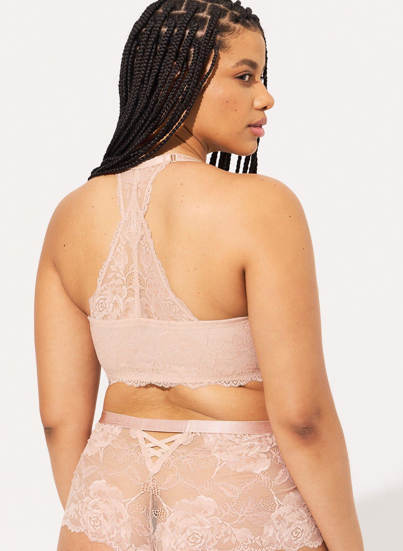 Plus Size - Floral Lace Mid-Rise Cheeky Mini Lattice Back Panty