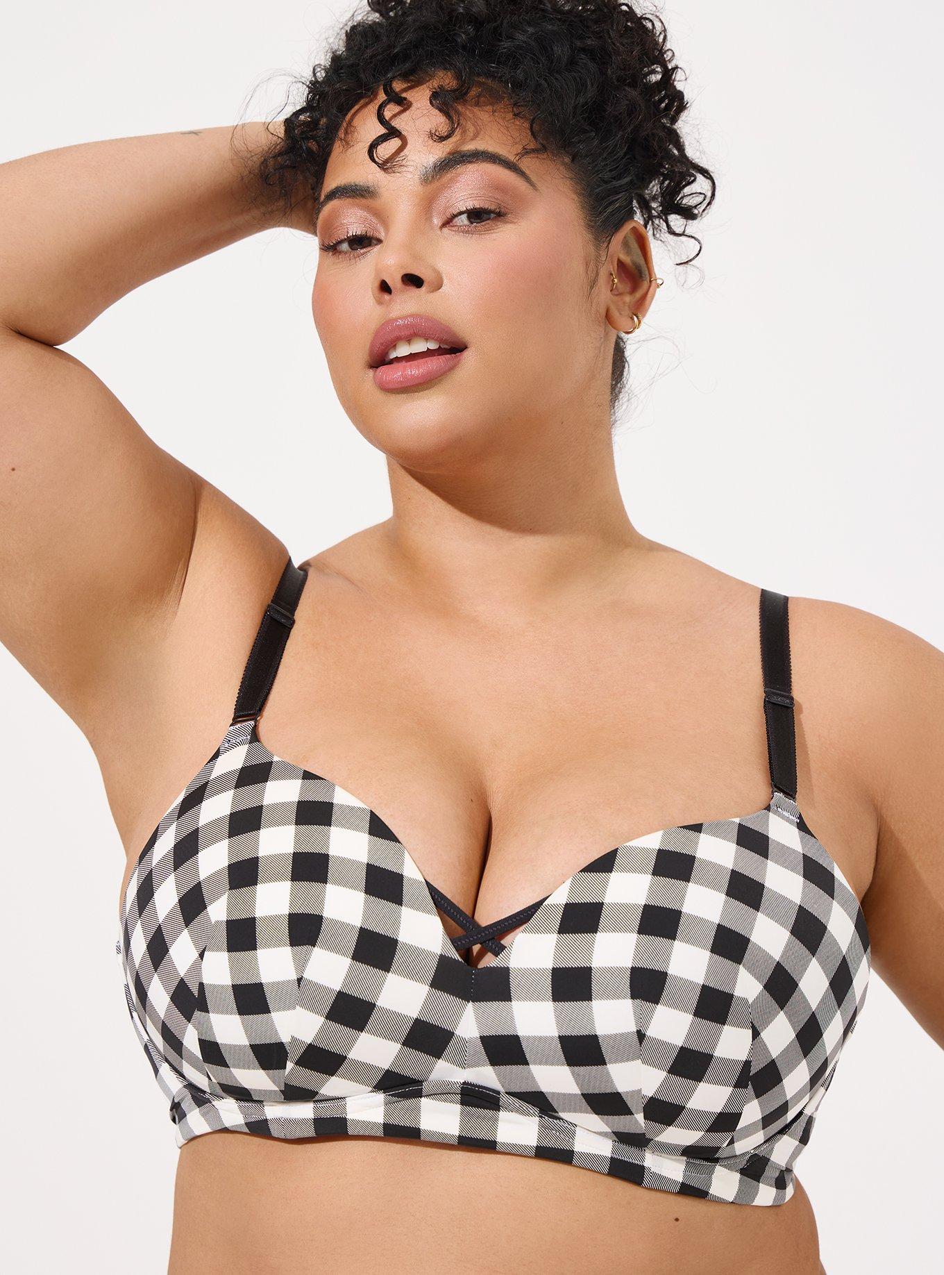 Buy Non-Padded Non-Wired Demi Cup Gingham Checks Plunge Bra in