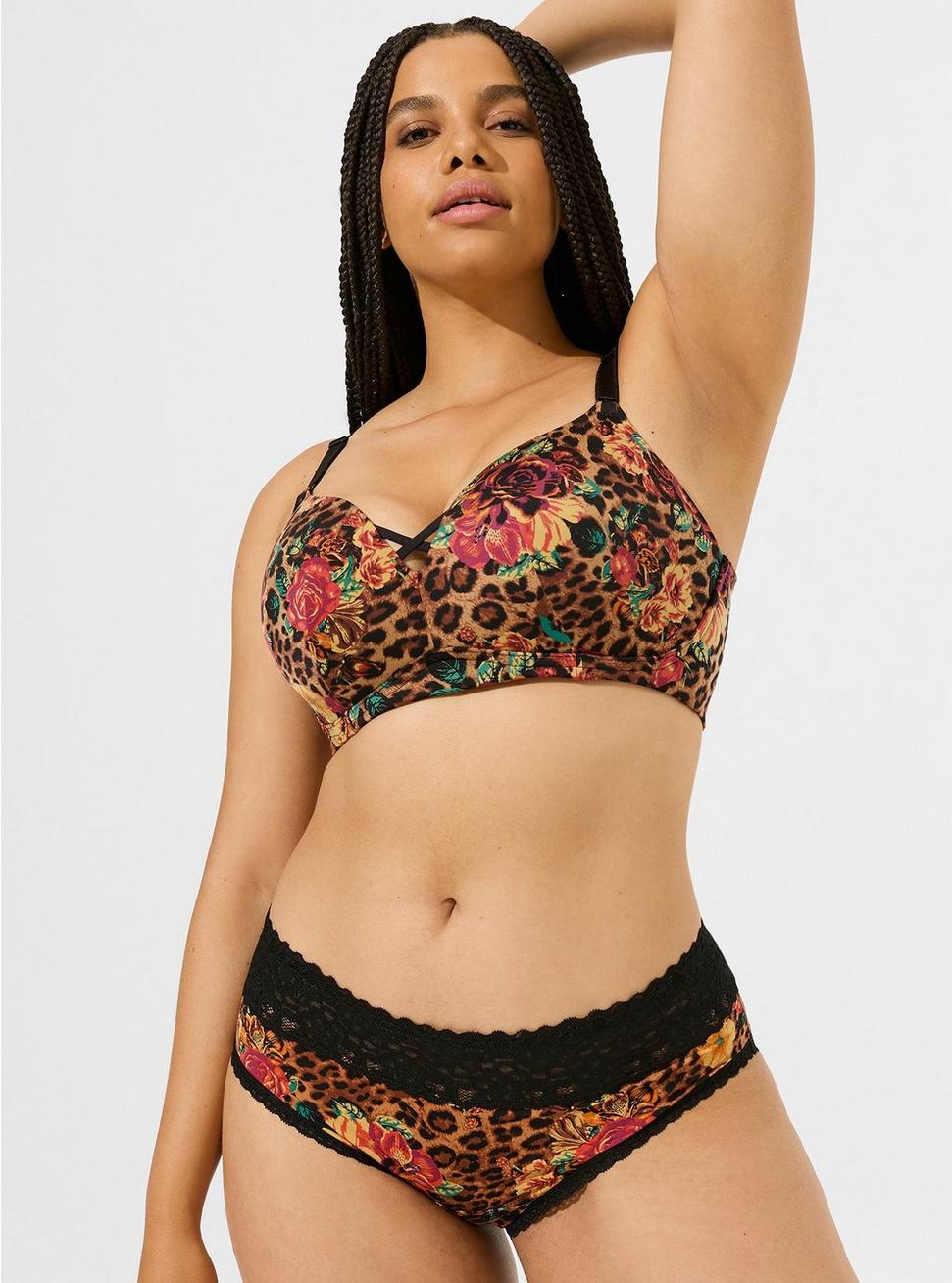 Plus Size Wire-Free Push-Up Print 360° Back Smoothing® Bra , NON ANIMALISTIC FLORAL TAN, alternate