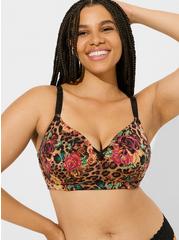 Plus Size Wire-Free Push-Up Print 360° Back Smoothing® Bra , NON ANIMALISTIC FLORAL TAN, hi-res
